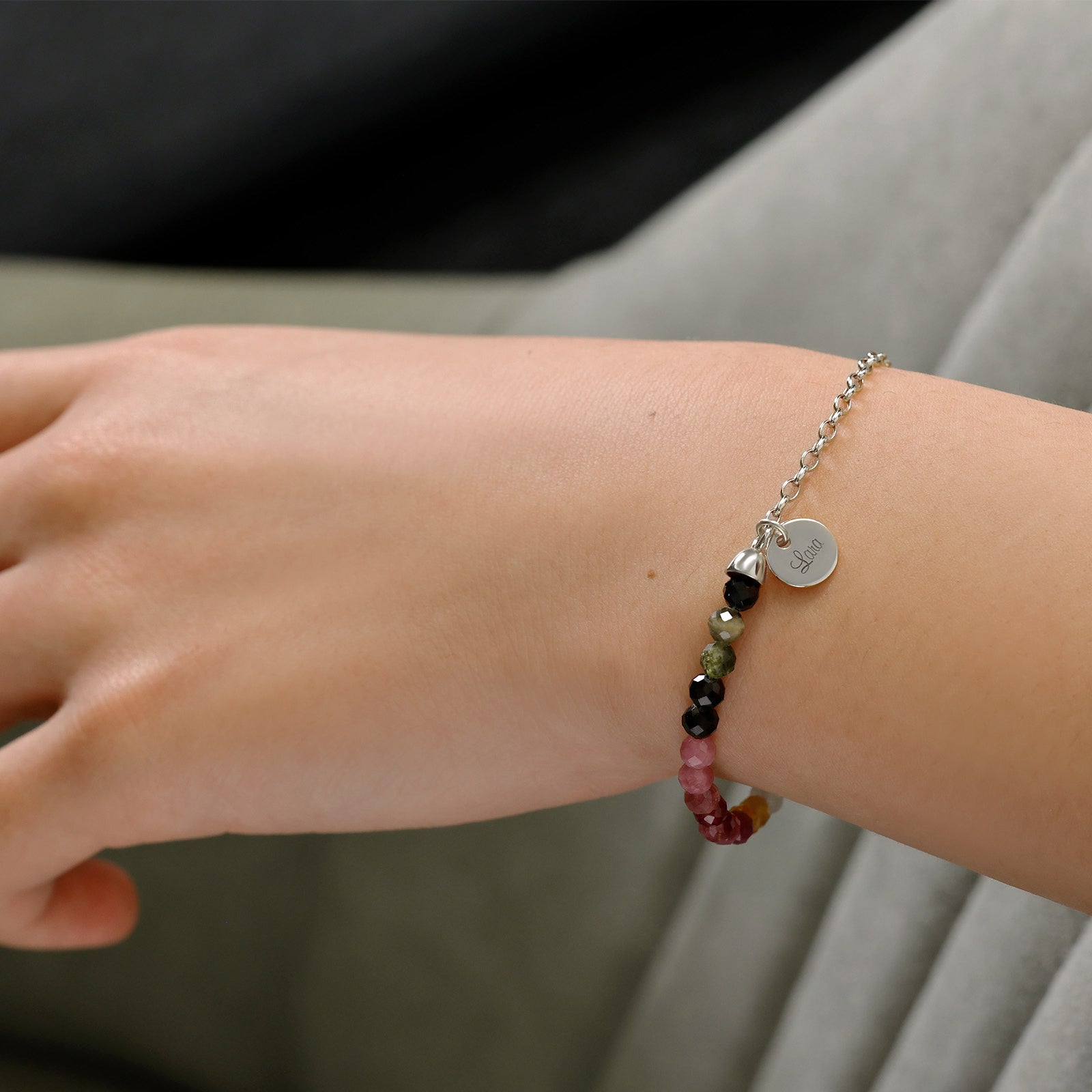 Regenbogen-Turmalin Armband - 925er Sterling Silber