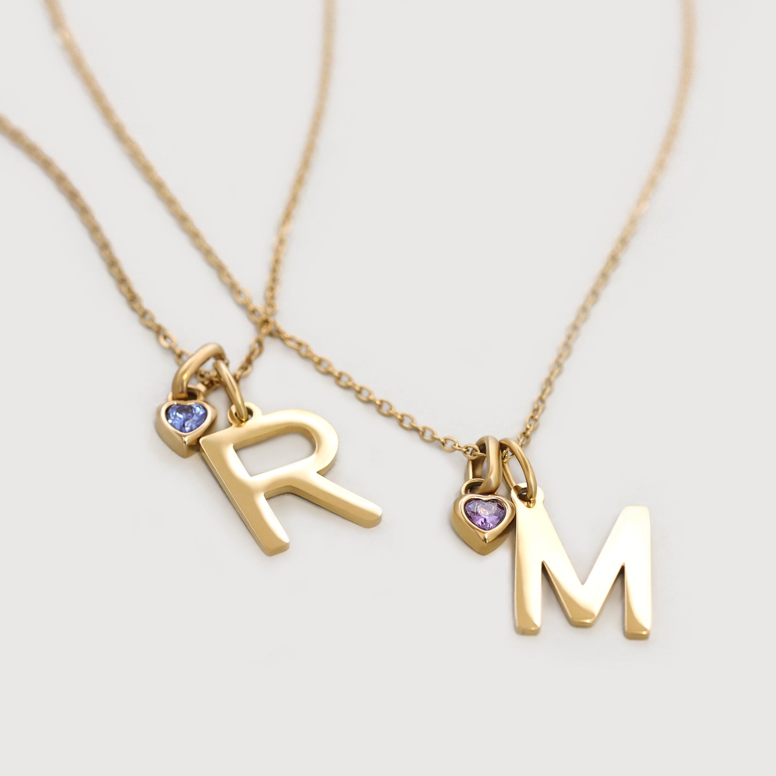 Initialen Kette mit Herz-Zirkonia