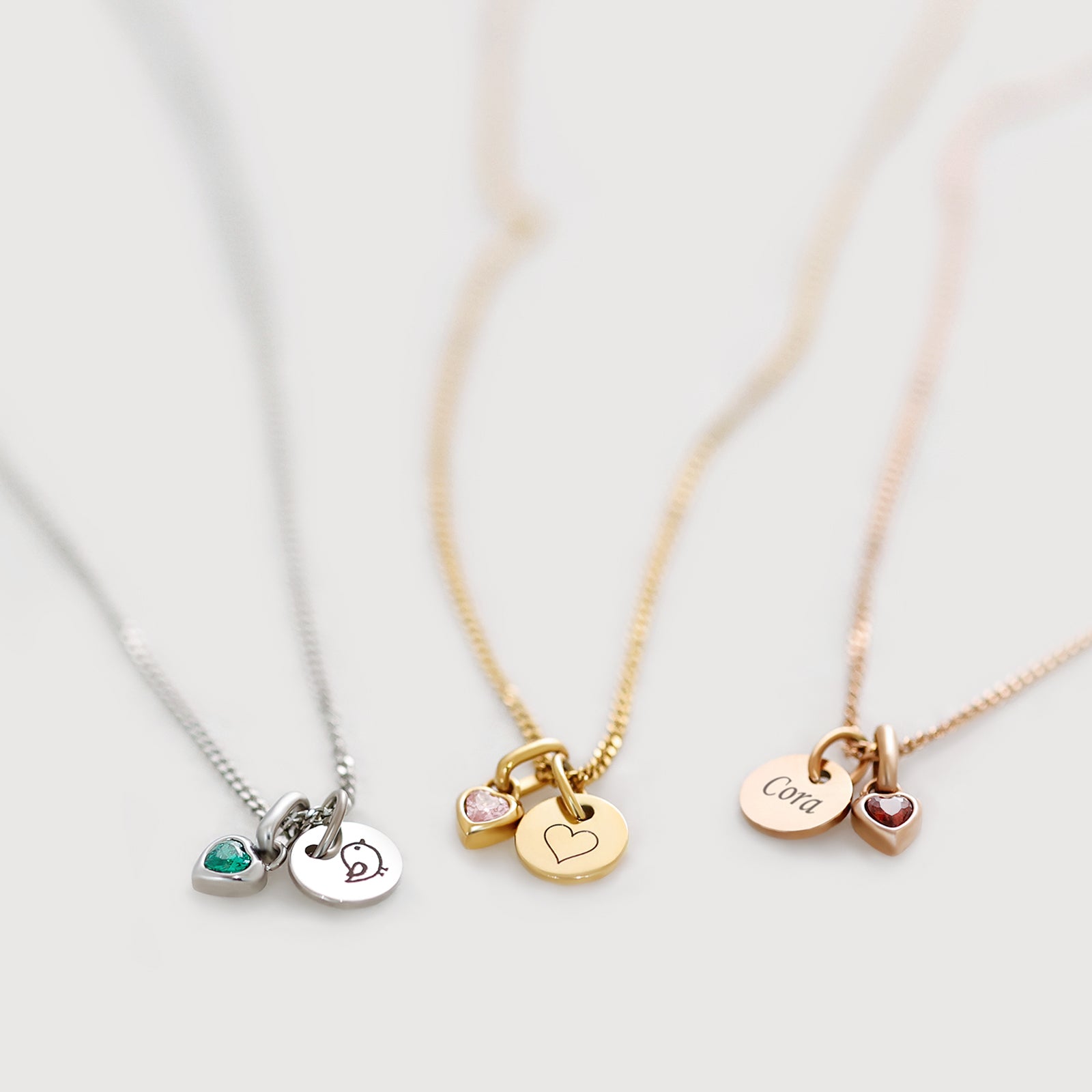 Herz-Geburtsstein Kette mit Gravur