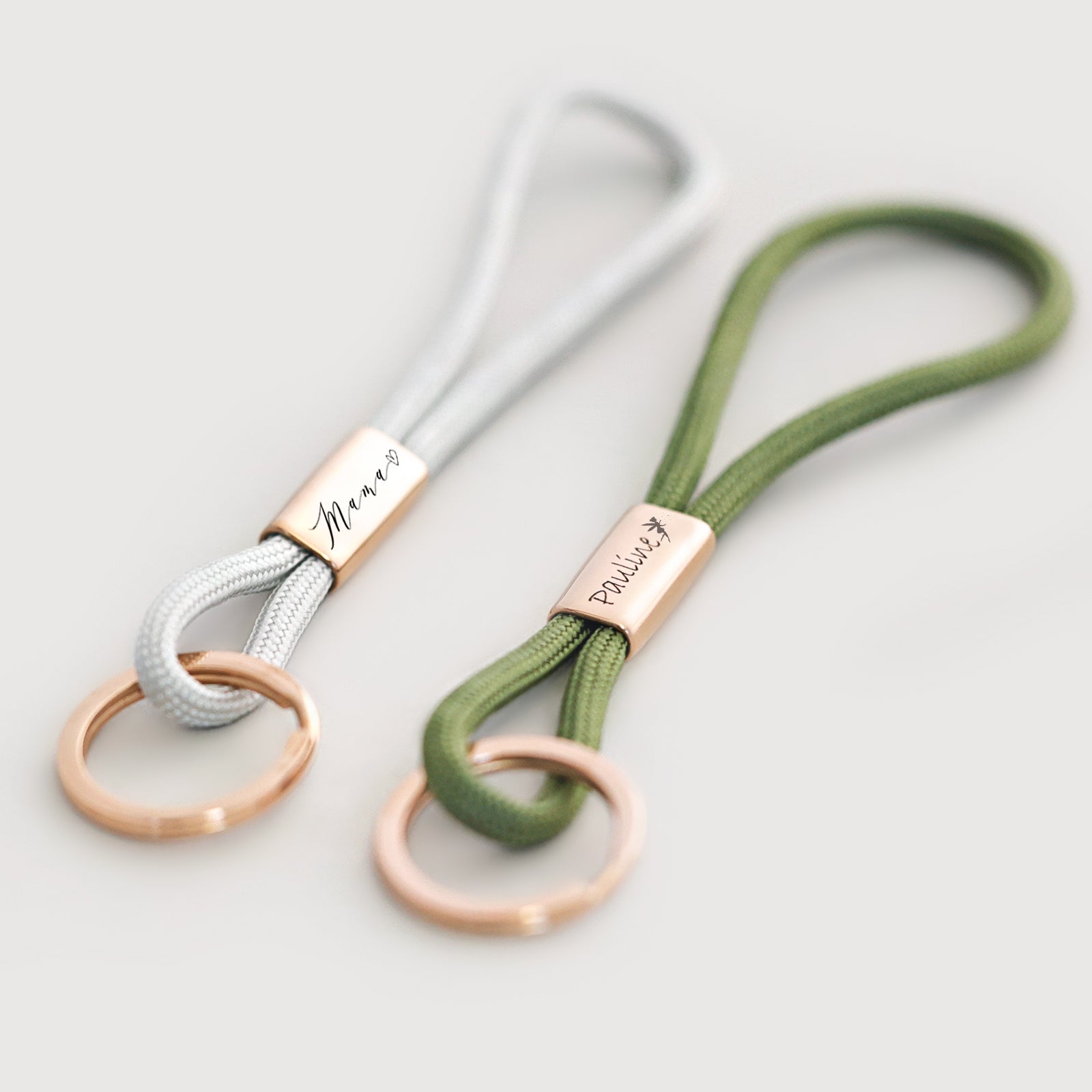 Segeltau Schlüsselband mit Gravur - Erdtonfarben