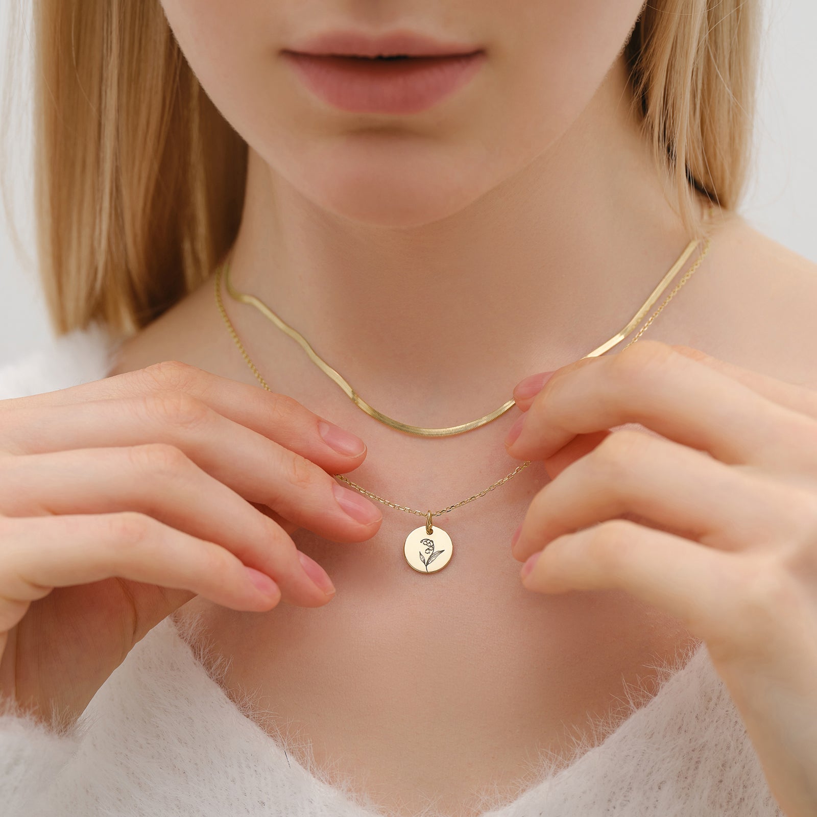 Personalisierte Geburtsblumen Ketten - 925er Sterling Silber