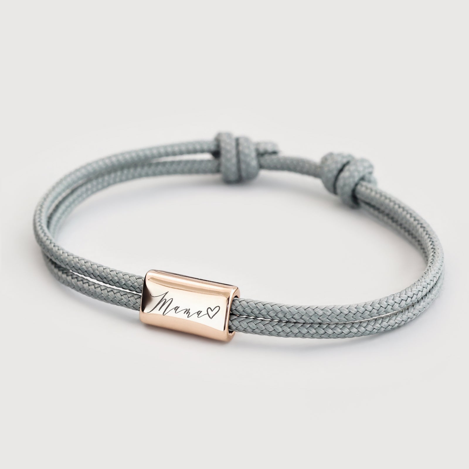 Zartes Segeltau-Armband mit personalisierter Gravurperle