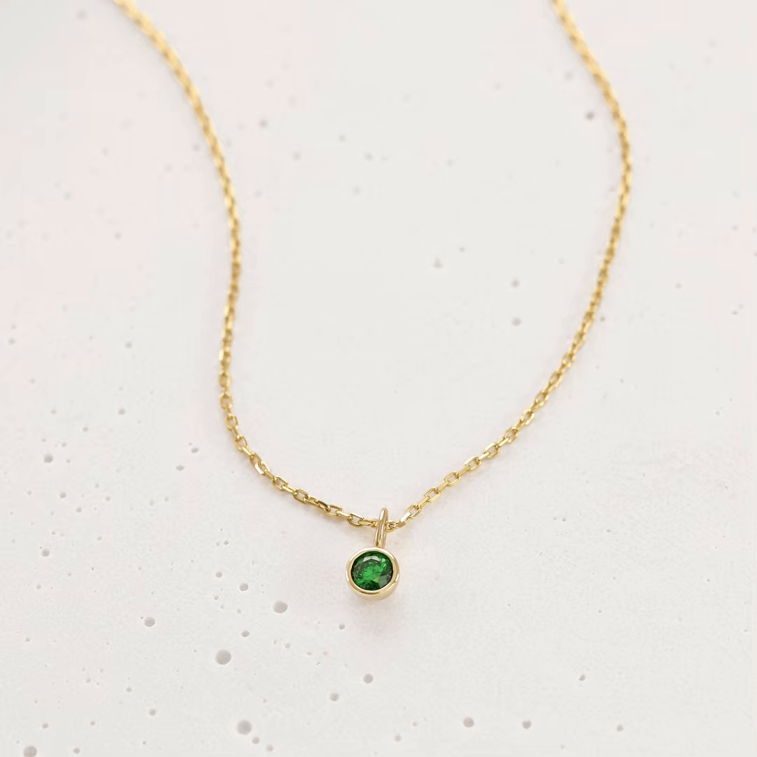 Geburtsstein-Kette mit runden Anhängern aus Zirkonia - 925 Sterling Silber