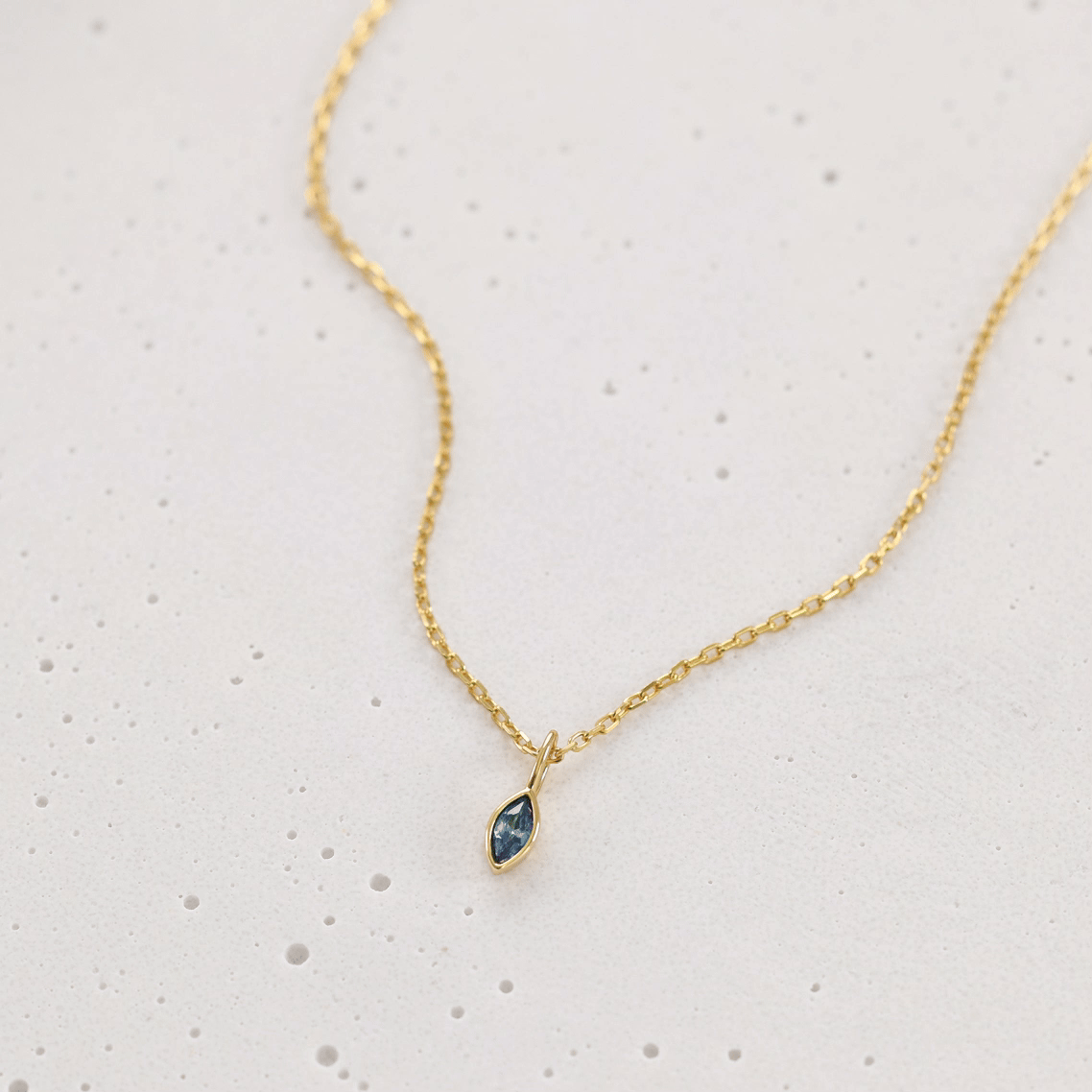 Geburtsstein-Kette mit Navette-Anhängern aus Zirkonia - 925 Sterling Silber