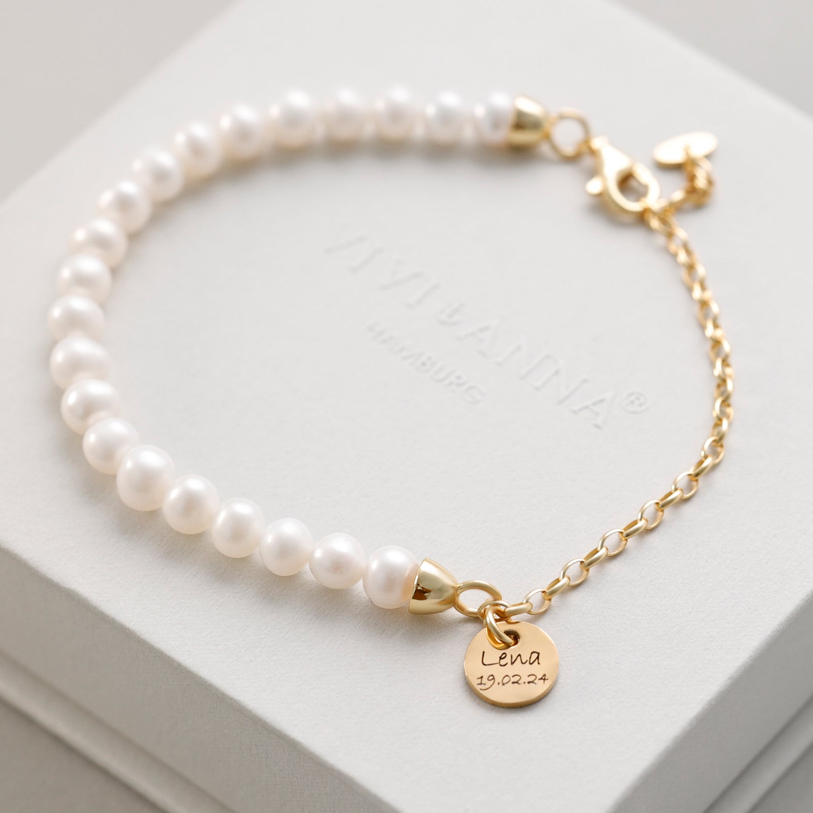 Perlenarmband mit echten Süßwasserperle - 925er Sterling Silber