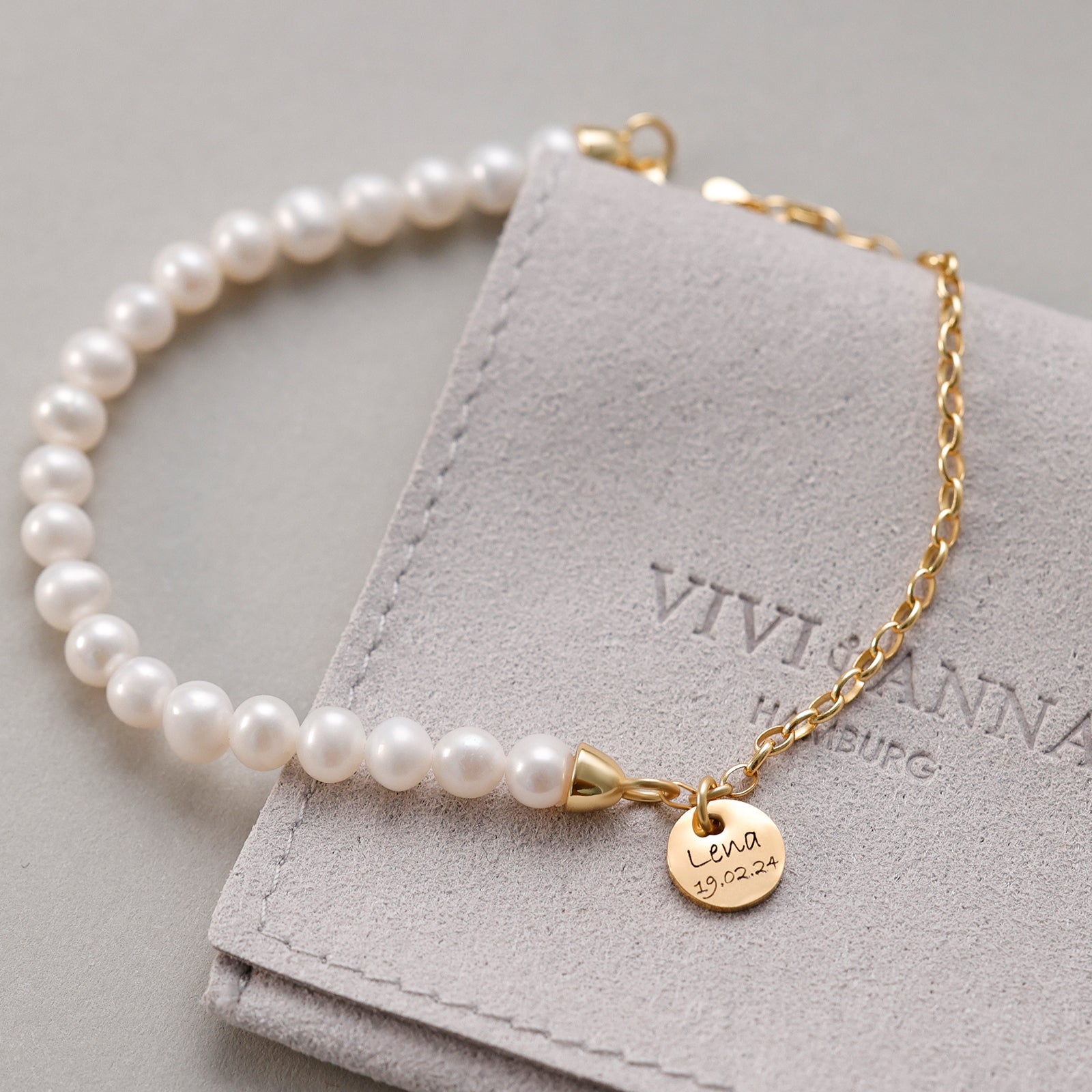 Perlenarmband mit echten Süßwasserperle - 925er Sterling Silber