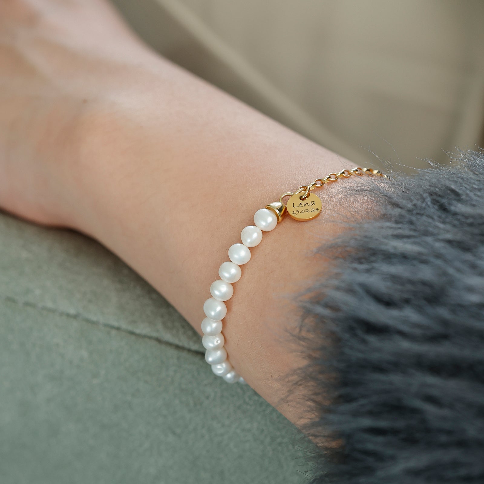 Perlenarmband mit echten Süßwasserperle - 925er Sterling Silber