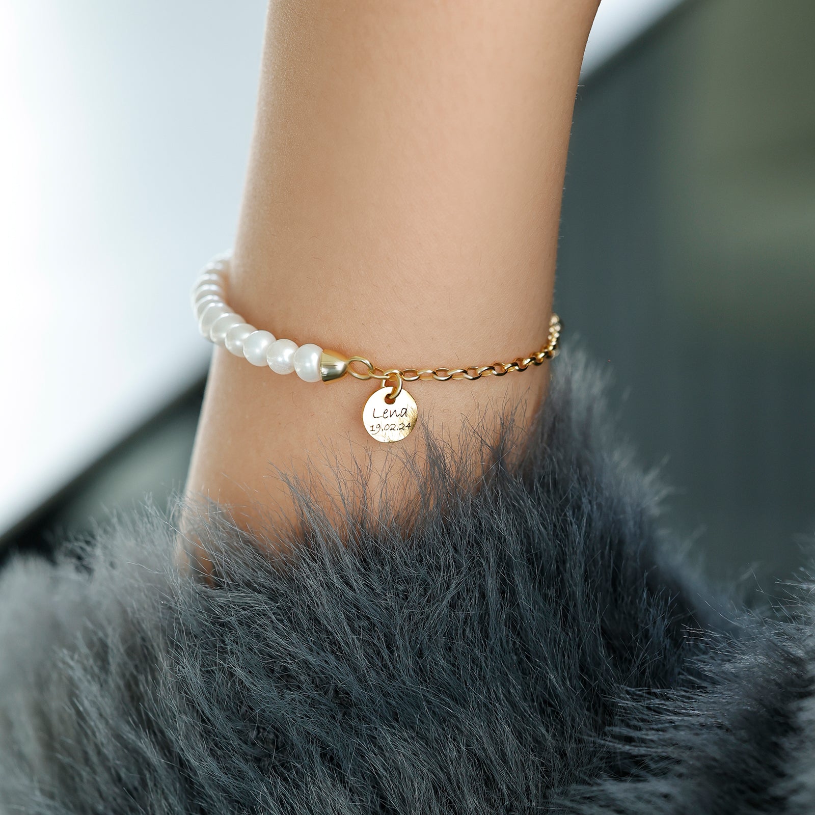 Perlenarmband mit echten Süßwasserperle - 925er Sterling Silber