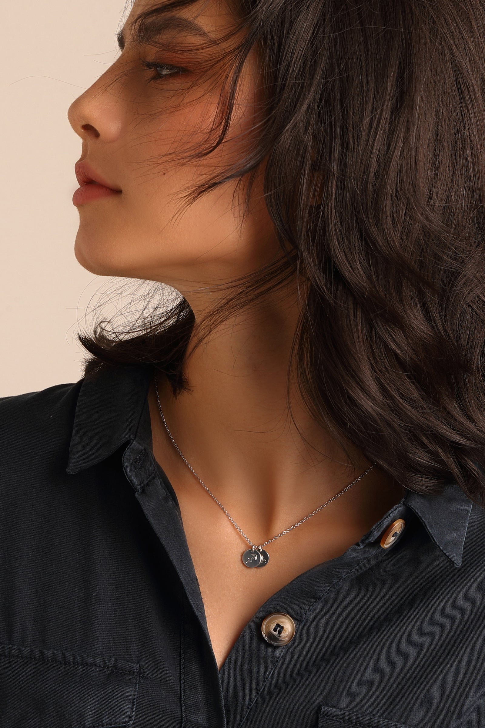 Personalisierte Ketten mit rundem Plättchen - 925er Sterling Silber