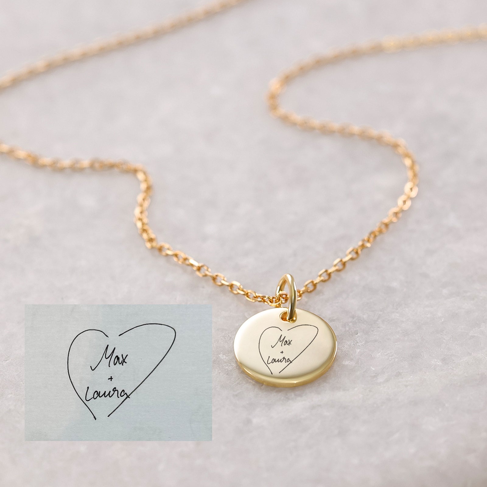 Kette mit eigener Handschrift oder Zeichnung - 925er Sterling Silber Damen Halskette VIVIANNASCHMUCK