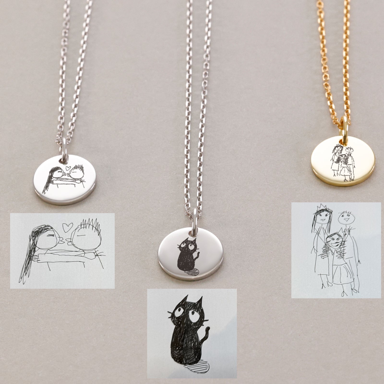 Kette mit eigener Handschrift oder Zeichnung - 925er Sterling Silber