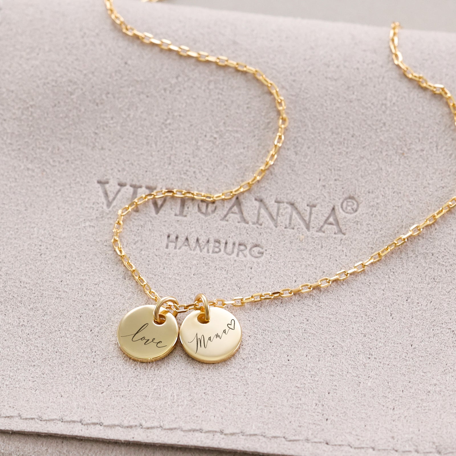 Personalisierte Kette mit rundem Plättchen - 925er Sterling Silber Damen Halskette VIVIANNASCHMUCK