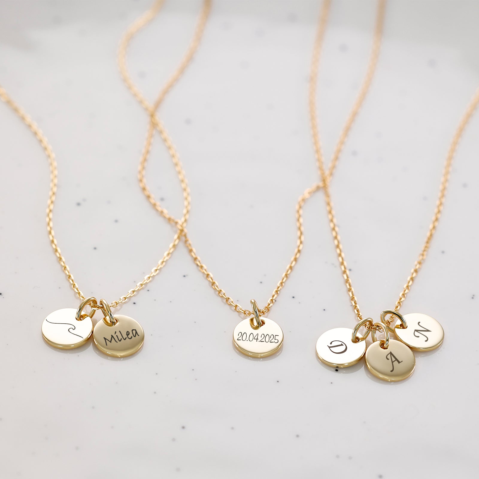 Personalisierte Ketten mit rundem Plättchen - 925er Sterling Silber