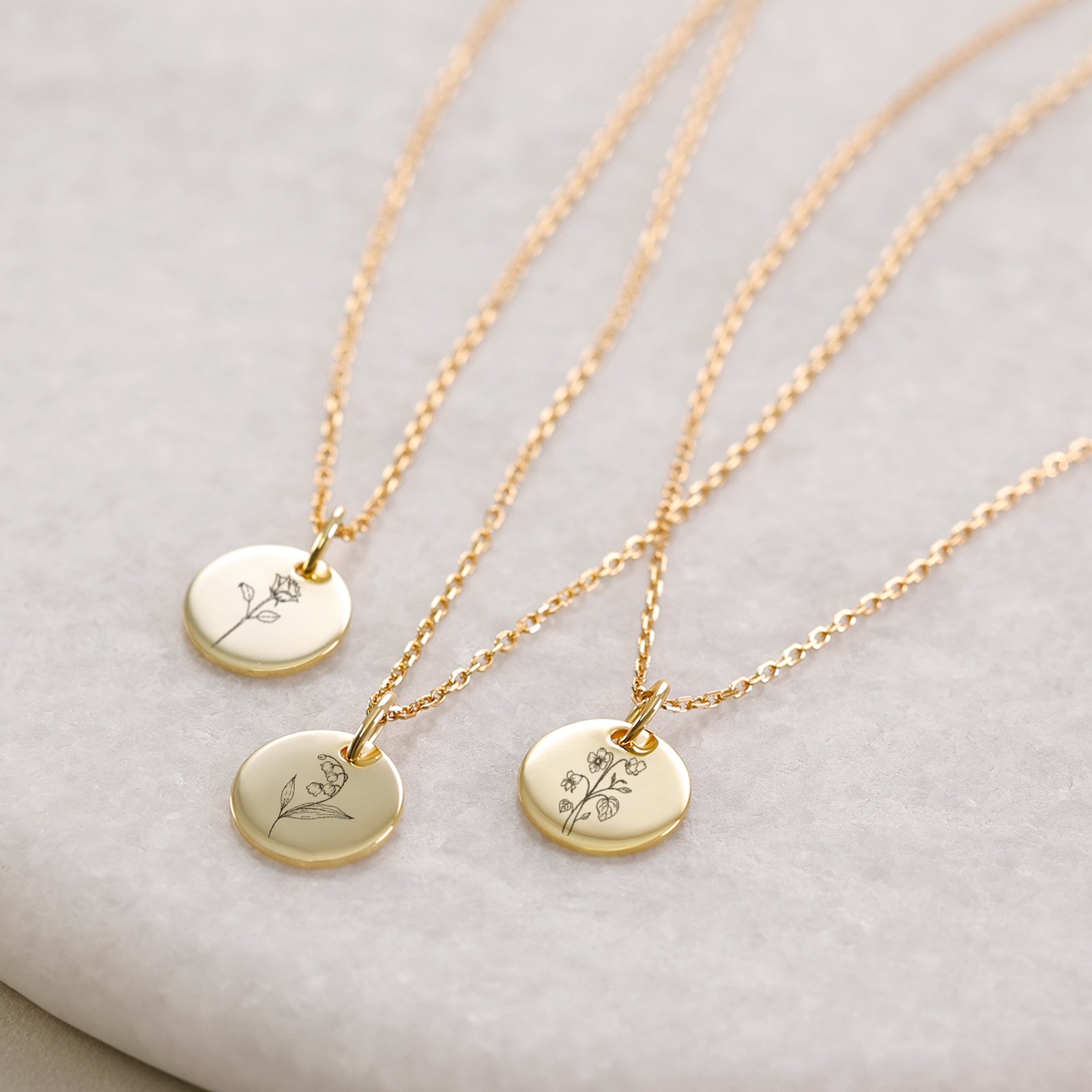 Personalisierte Geburtsblumen Ketten - 925er Sterling Silber