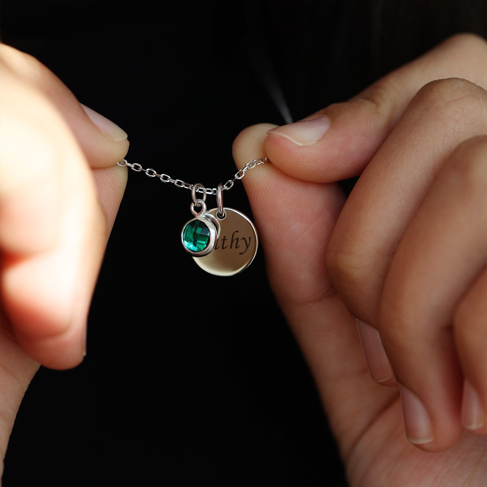 Personalisierte Kette mit Geburtsstein Roségold - 925er Sterling Silber