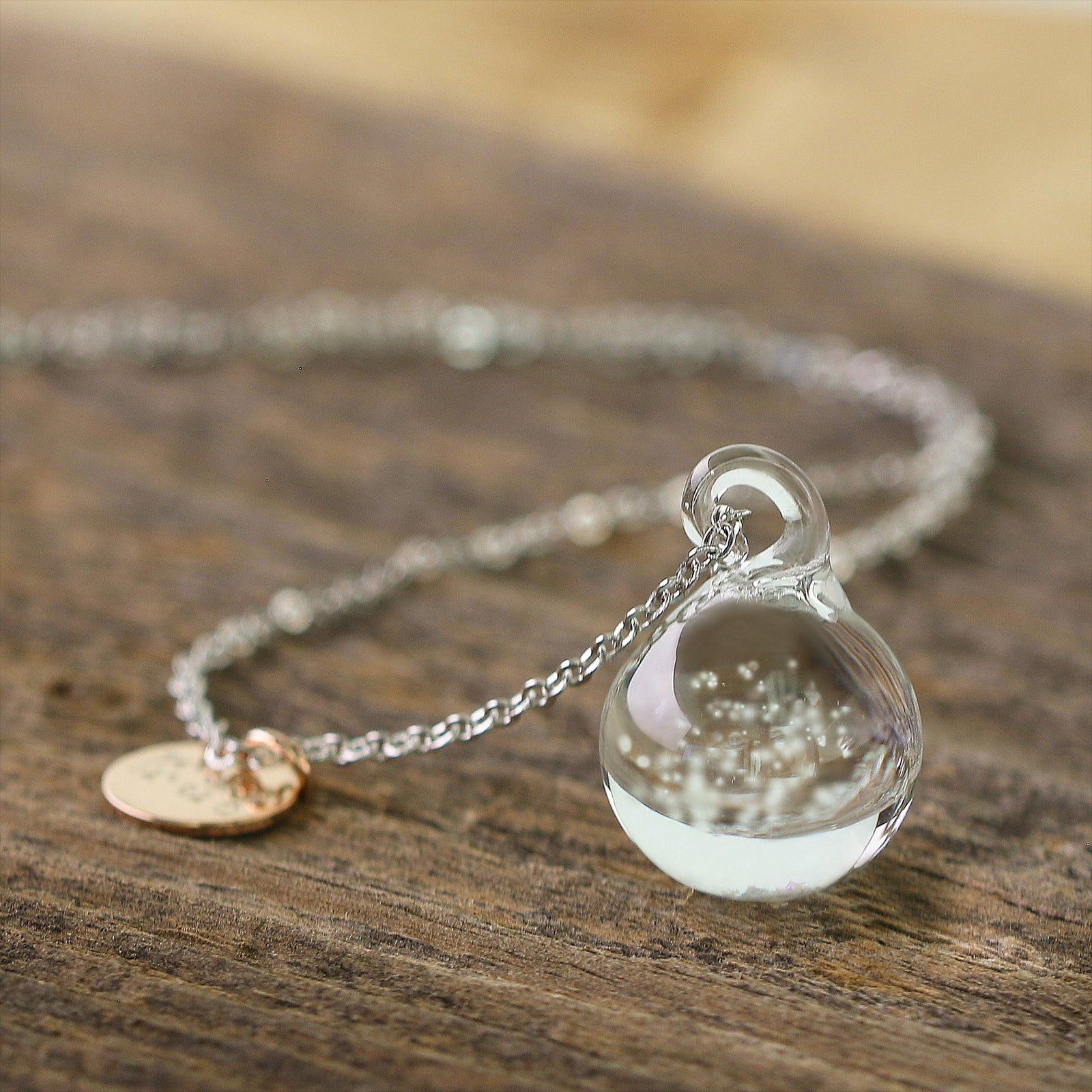Personalized real mini snow globe necklace