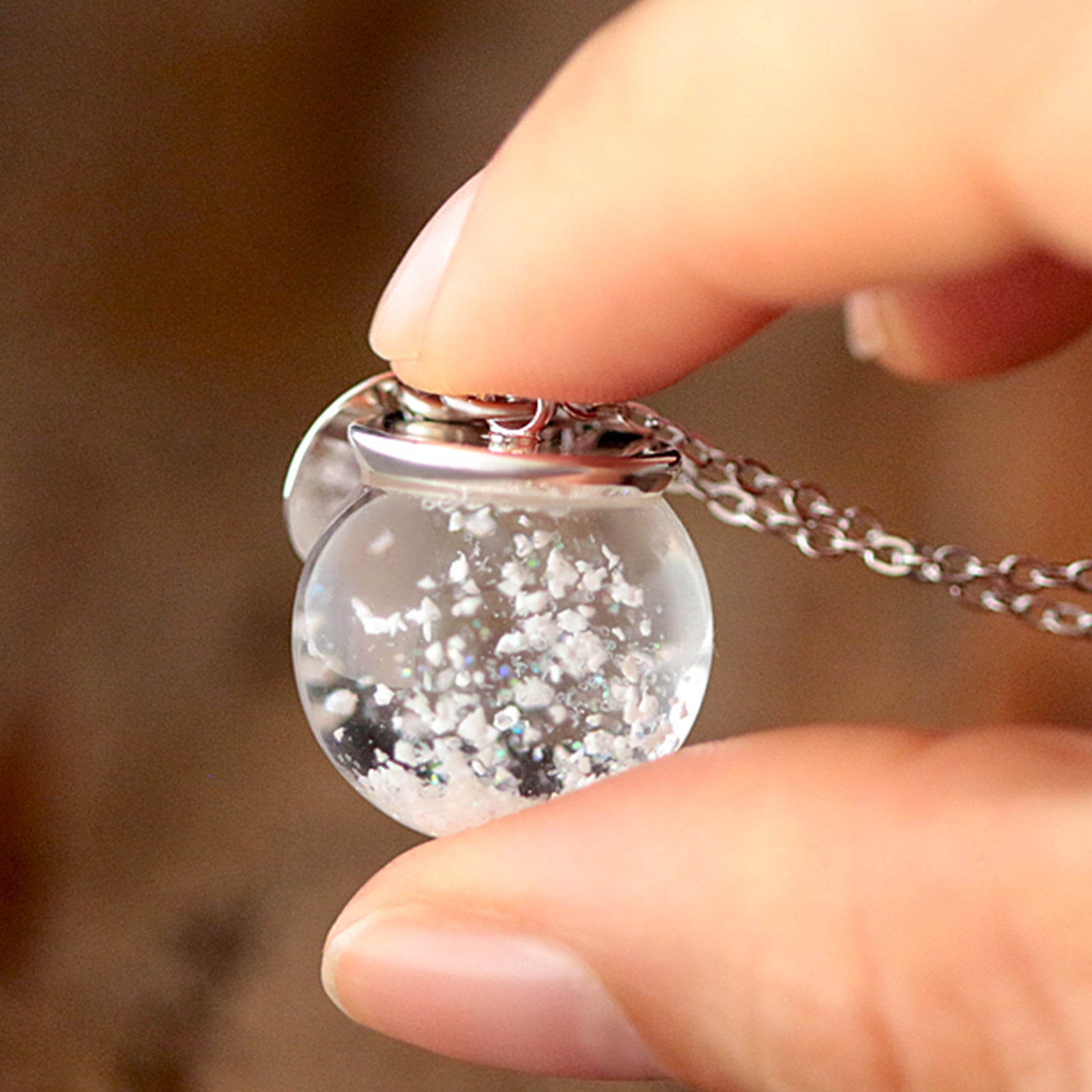 Personalized real mini snow globe necklace