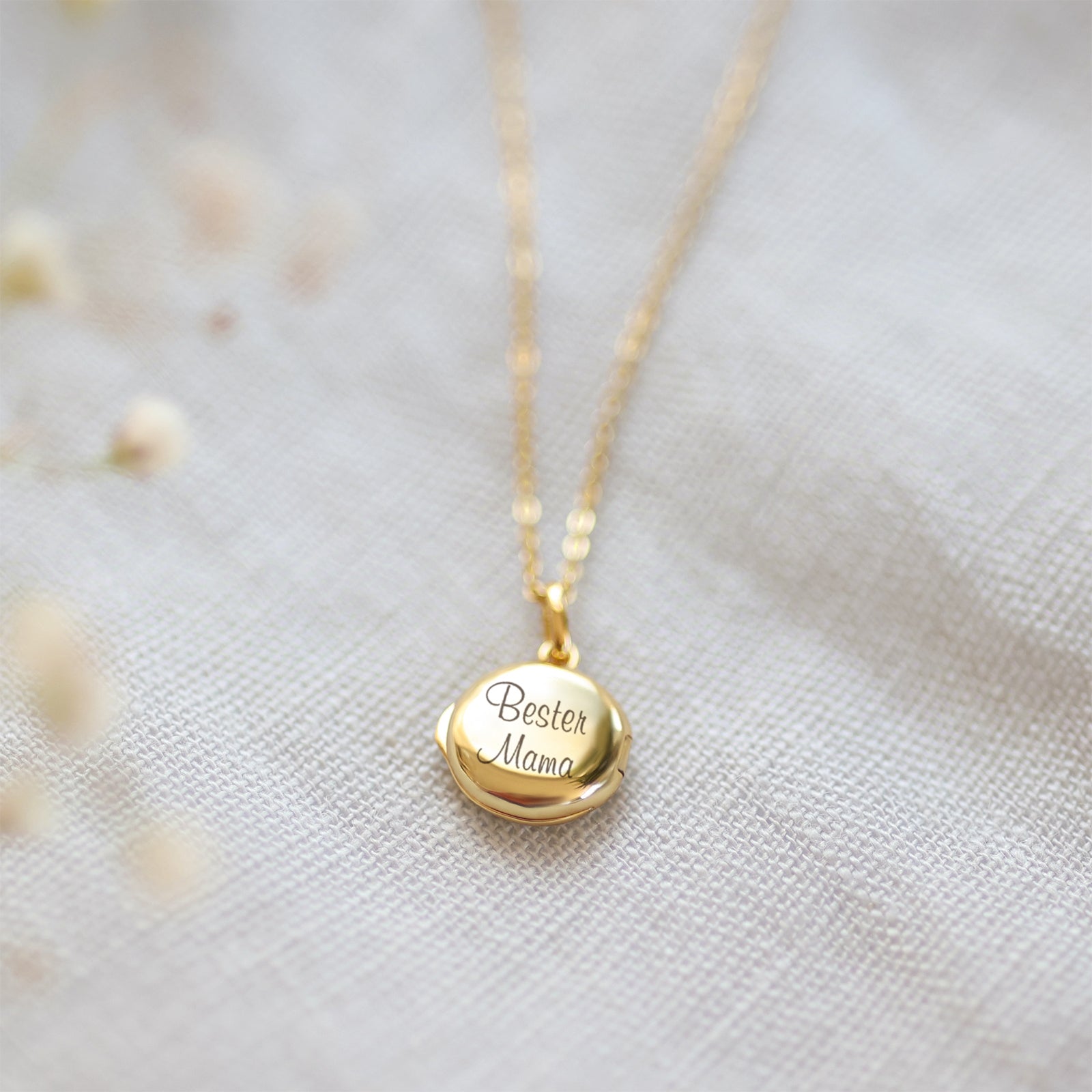 Mini Foto Medaillon Kette mit Gravur - 925er Silber