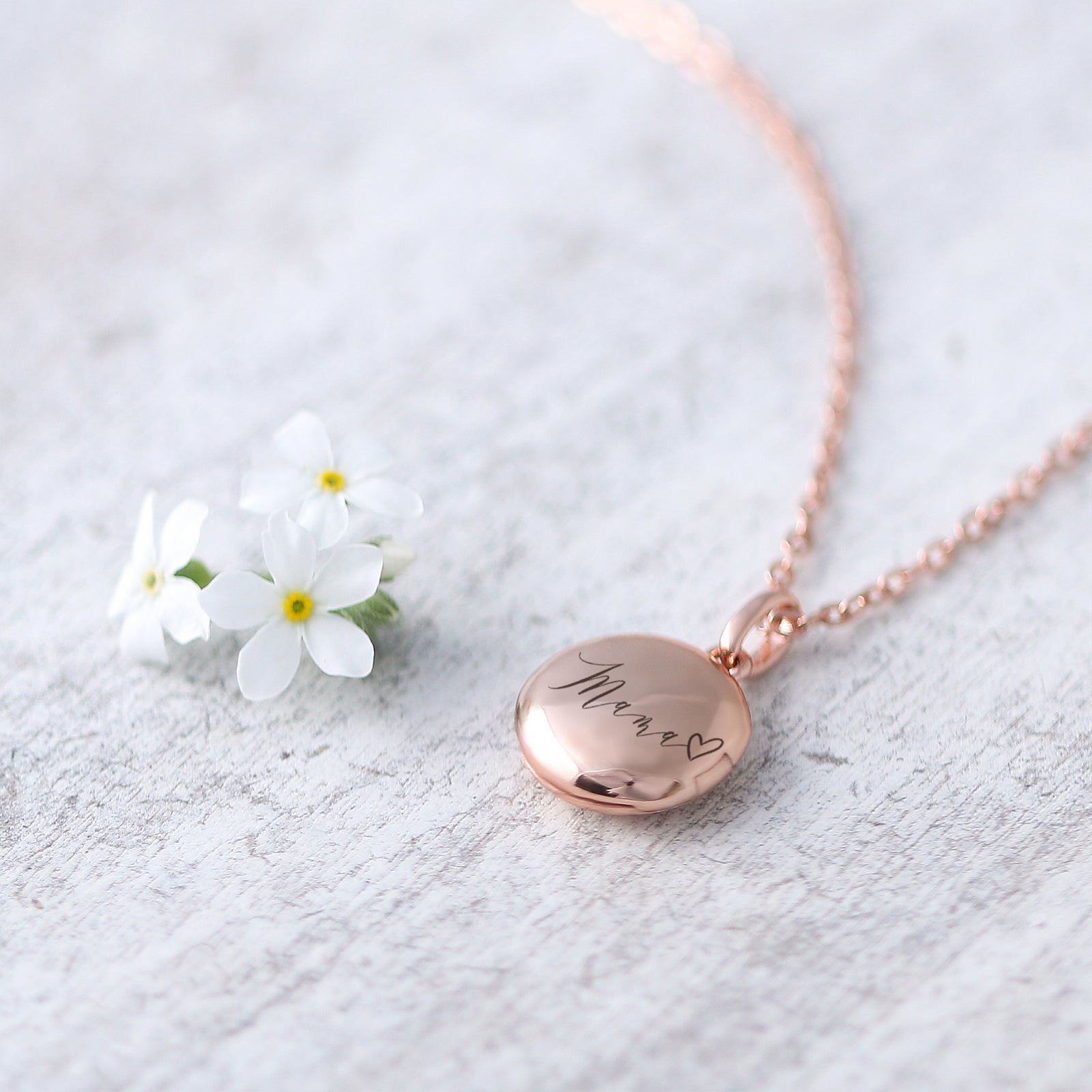 Mini Foto Medaillon Kette mit Gravur - 925er Silber