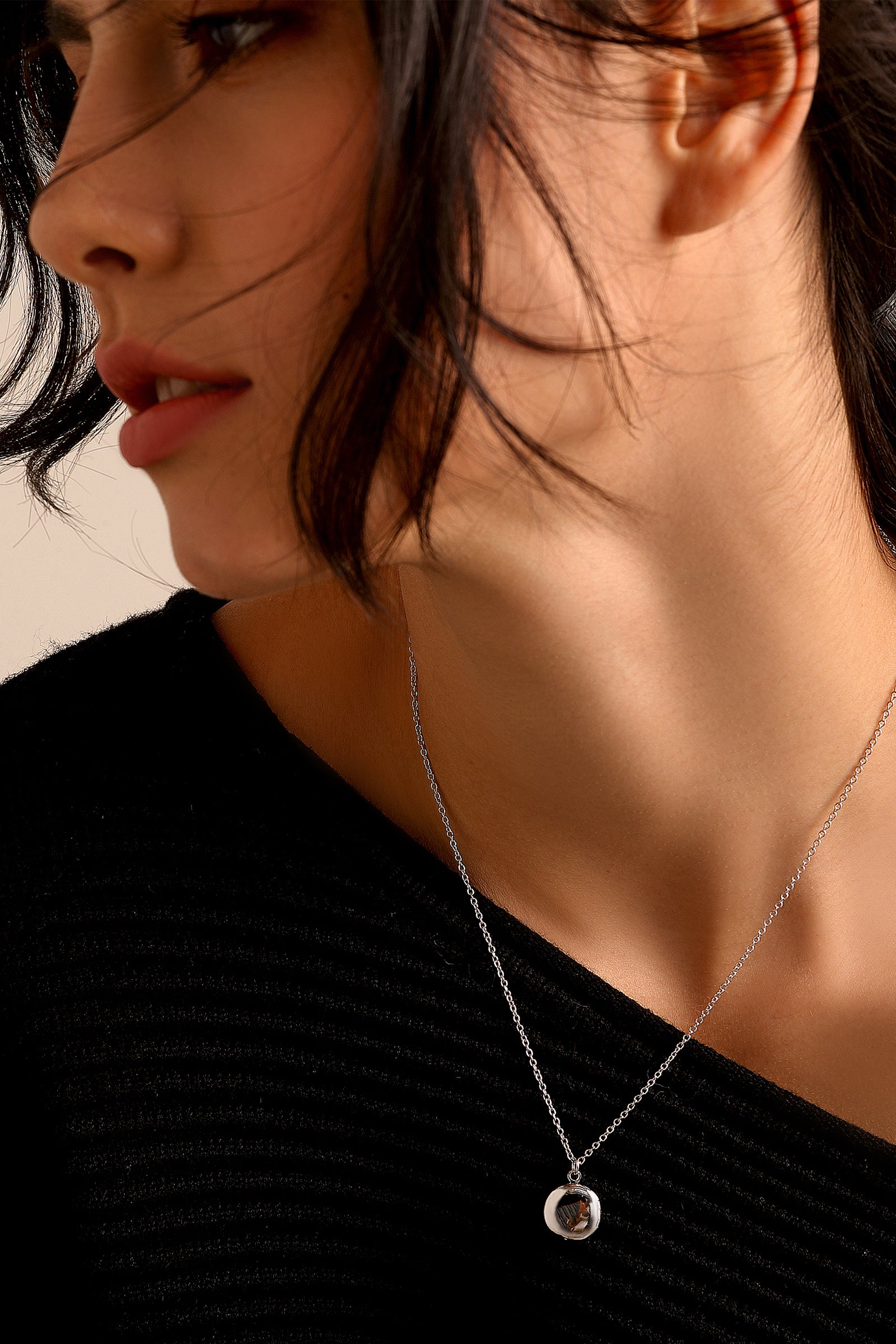 Mini Foto Medaillon Kette mit Gravur - 925er Silber