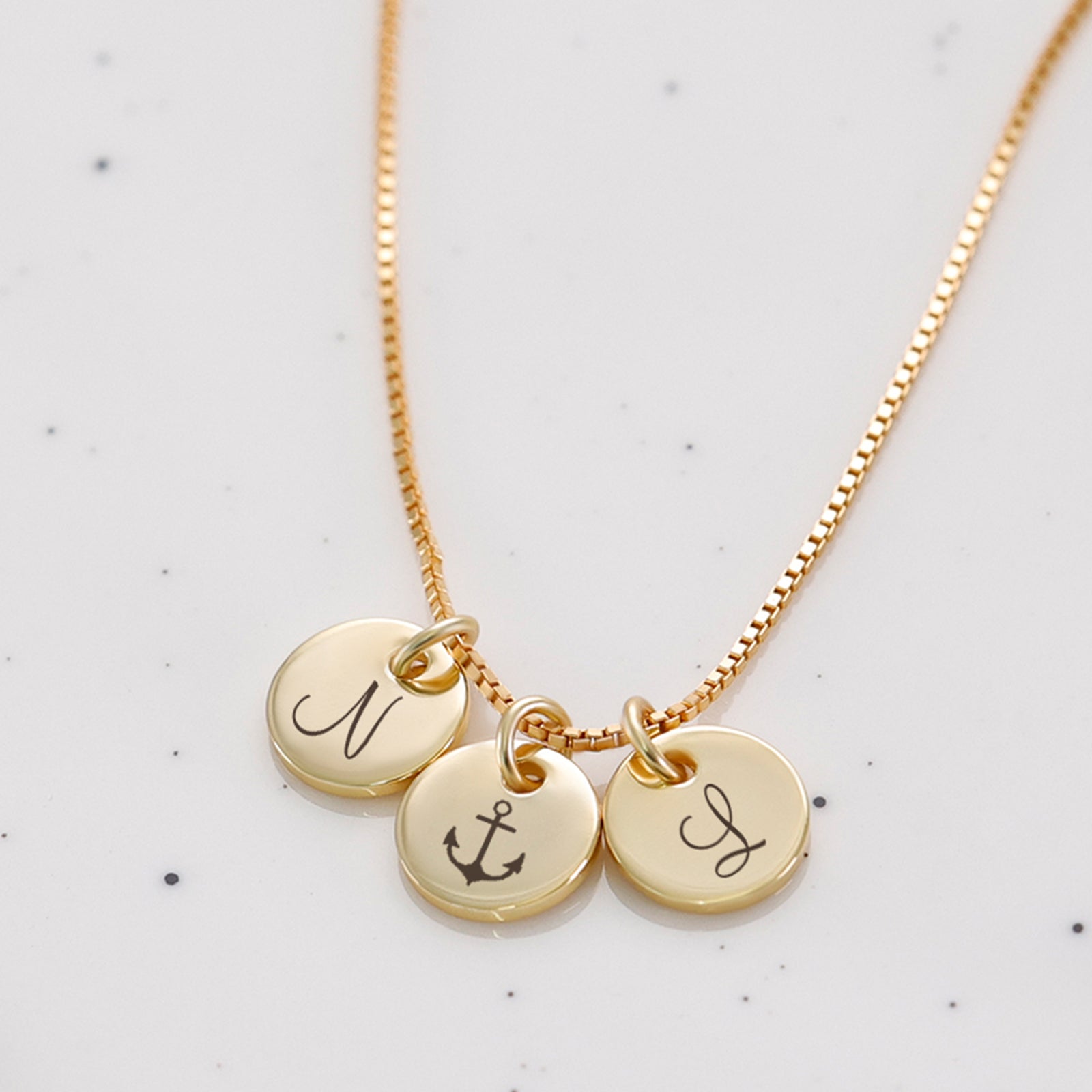 Mini-Plättchen-Namen Box Kette - 925er Sterling Silber