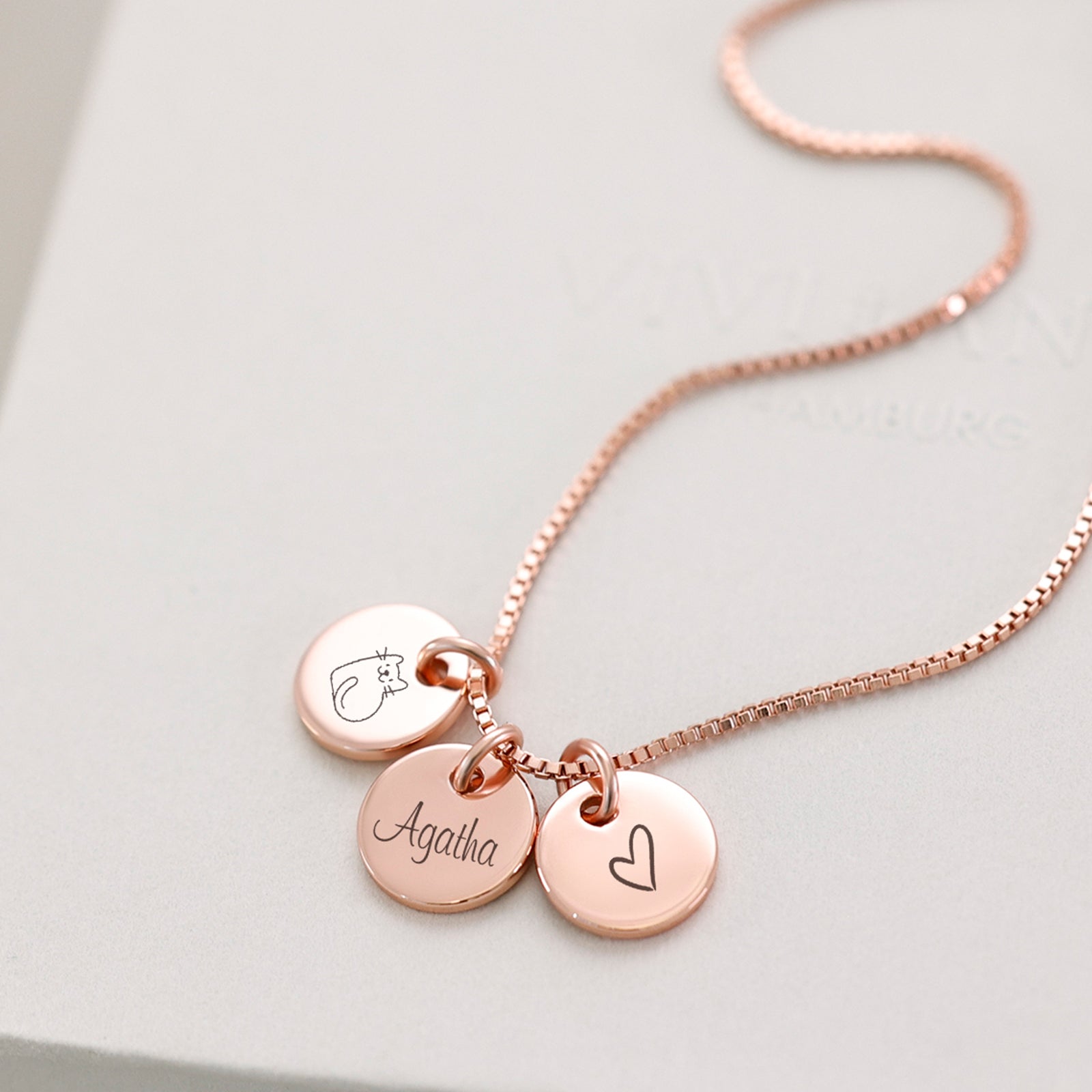 Mini disc name box chain - 925 Sterling Silver