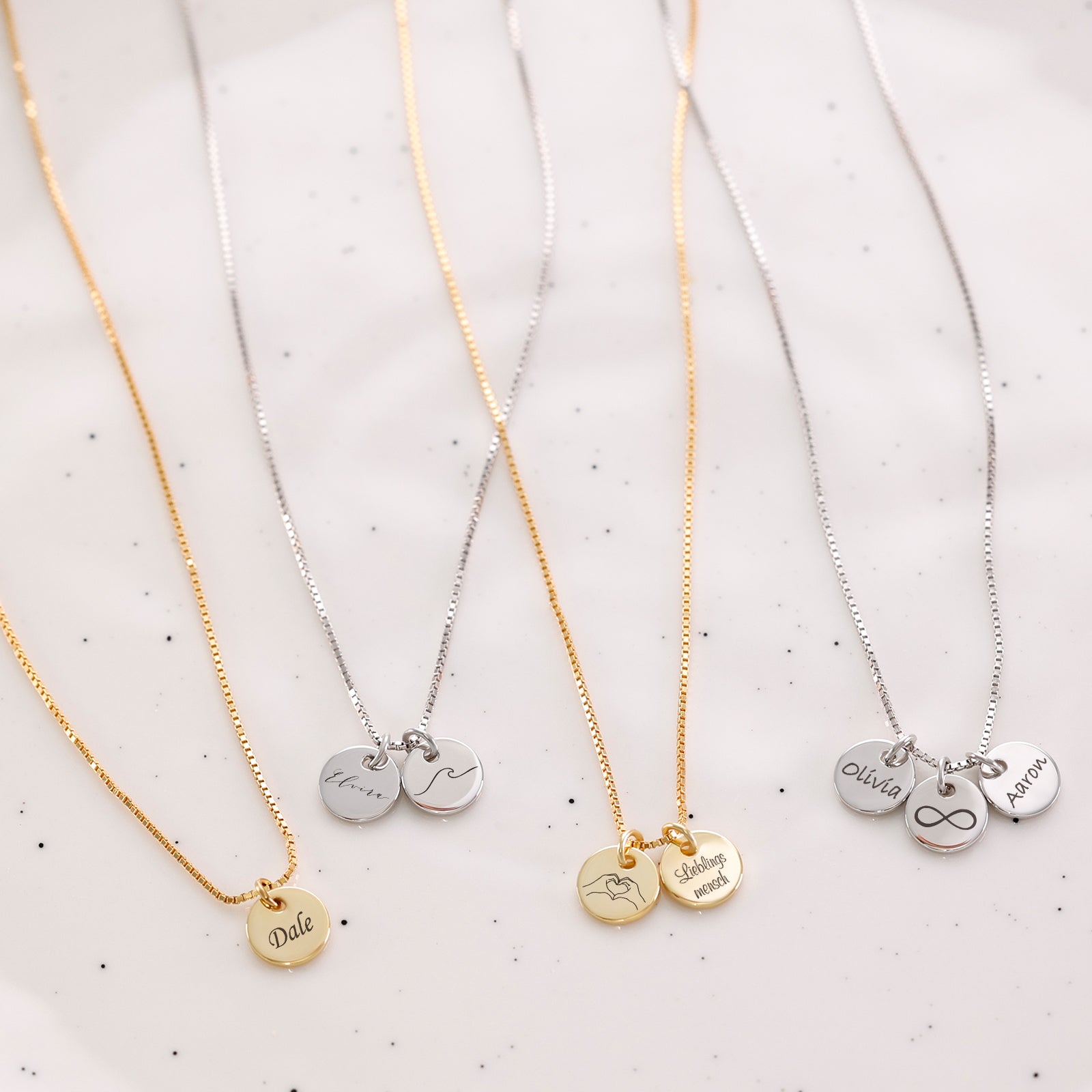 Mini disc name box chain - 925 Sterling Silver