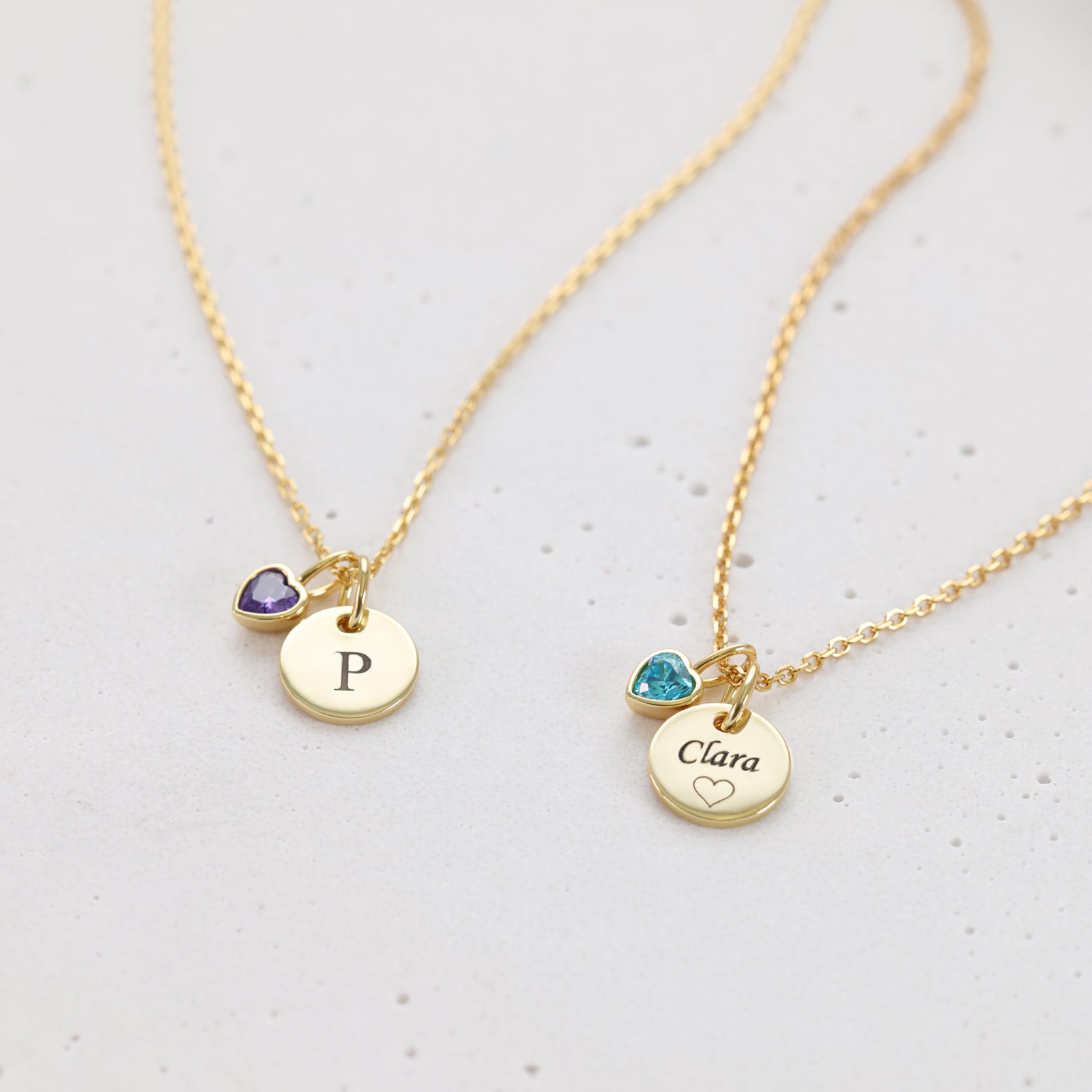 Personalisierte Kette mit Herz-Geburtsstein - 925 Sterling Silber