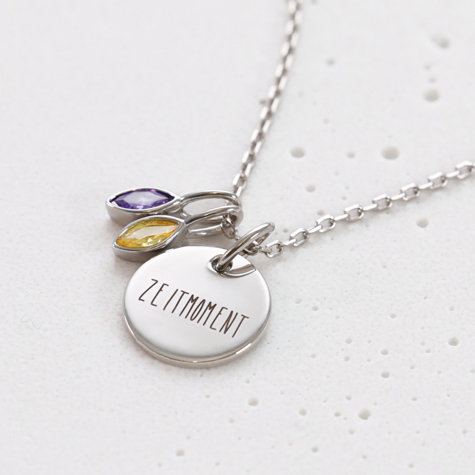 Personalisierte Kette Navette-Geburtsstein - 925 Sterling Silber Damen Halskette VIVIANNASCHMUCK