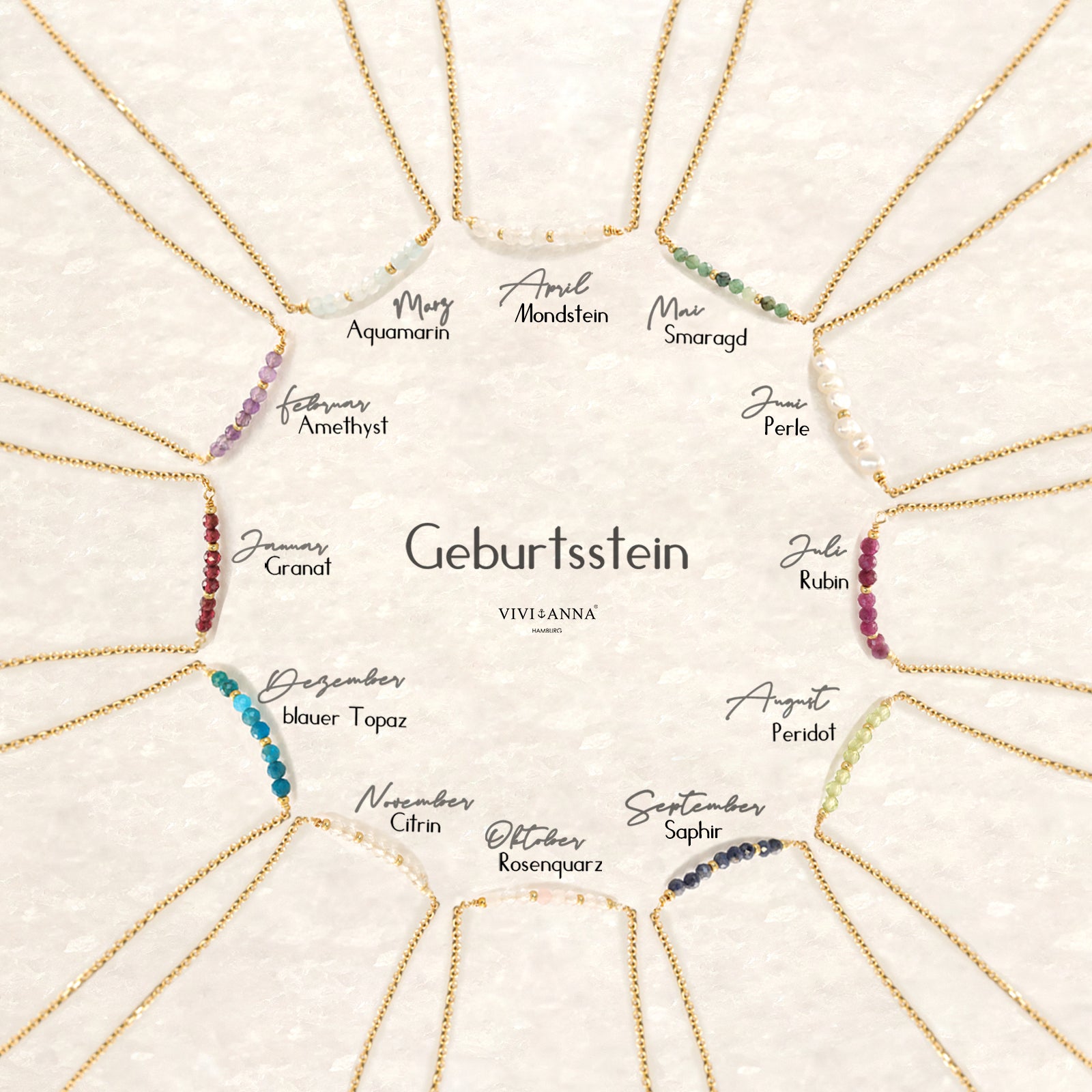 925er-Silber Geburtsstein Halskette - Zierliche Geburtsstein Kette - Bunter Edelstein -Jahreszeitgeschenk - Geschenk für sie - KS001 - VIVIANNASCHMUCK