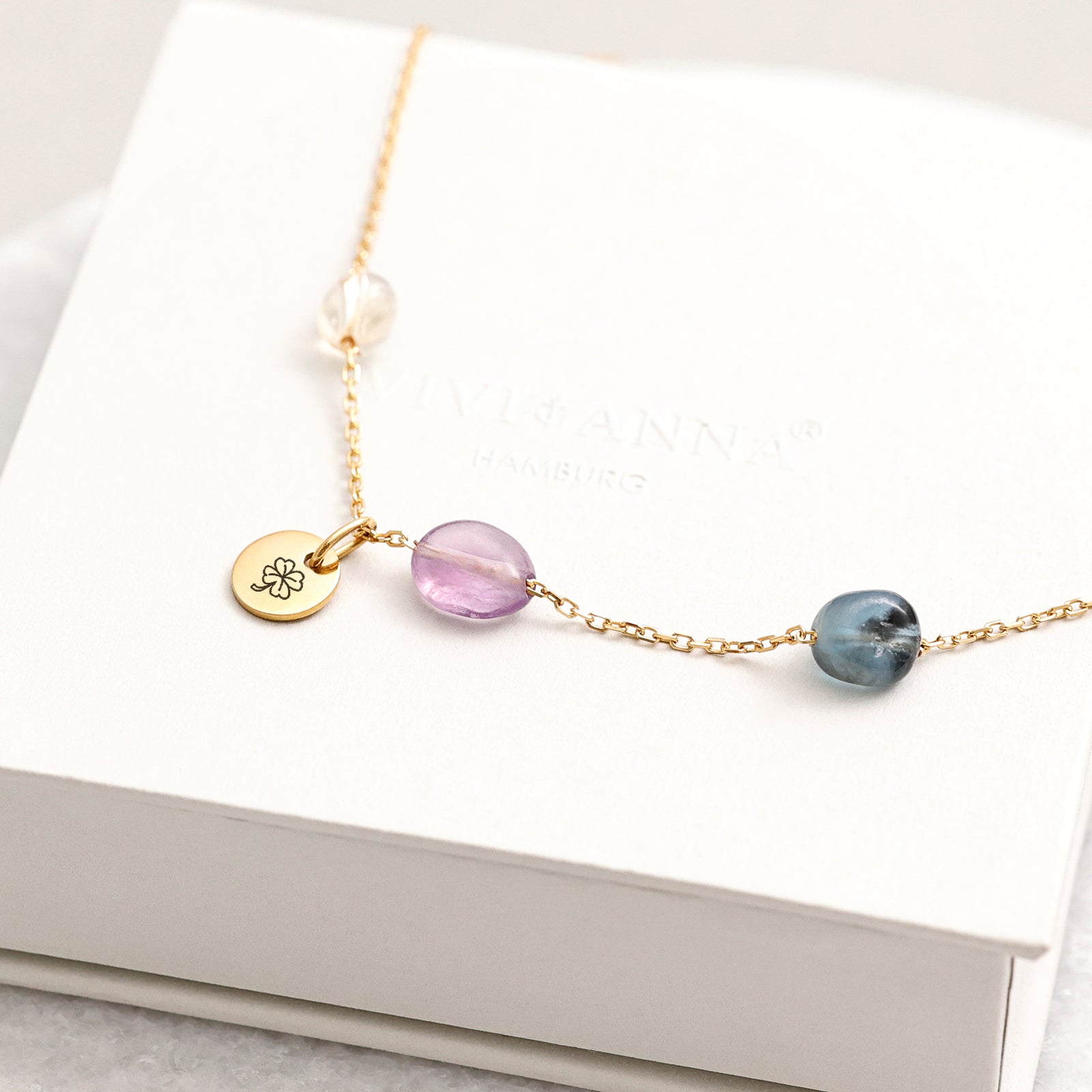 925er Silber Energiestein-Kette - personalisierbar - Natursteinkette - Edelstein Heilenergie Halskette - Geschenke für Sie - KS004 - VIVIANNASCHMUCK