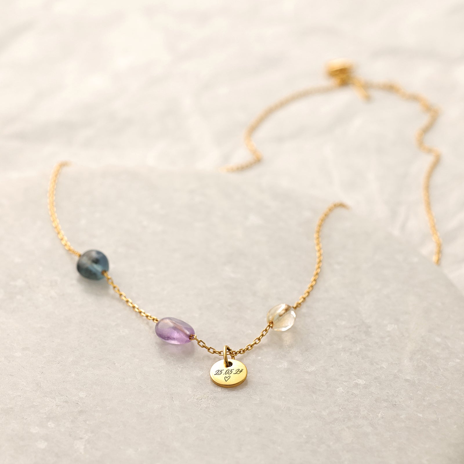 925er Silber Energiestein-Kette - personalisierbar - Natursteinkette - Edelstein Heilenergie Halskette - Geschenke für Sie - KS004 - VIVIANNASCHMUCK