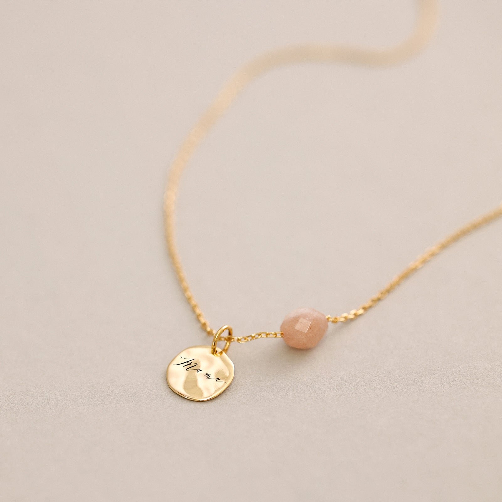 Personalisierte Energiestein Halskette - 925er Silber Kette - Hammerschlag - Namenkette - Naturstein Schmuck -Sonnenstein - Amethyst - KS006 - VIVIANNASCHMUCK