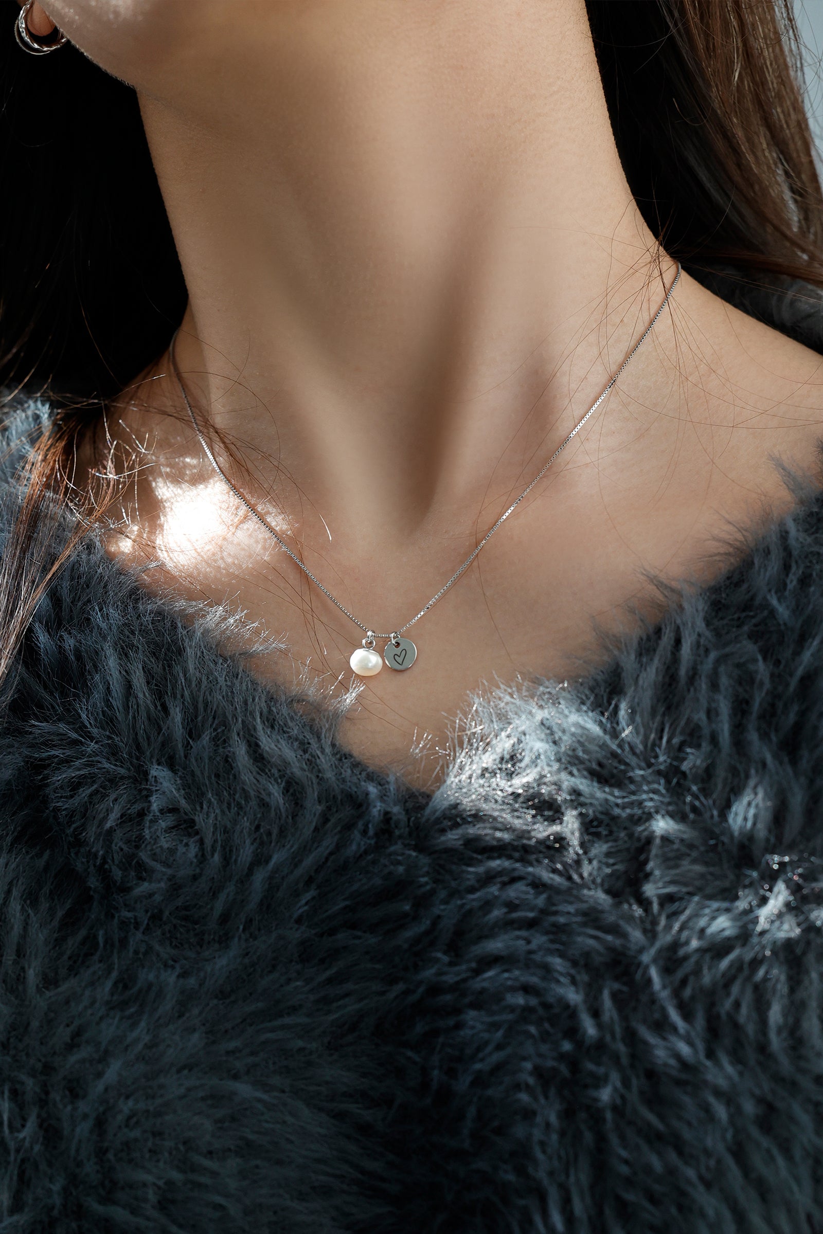 Women's Necklace with Freshwater Pearl - 925 Sterling Silver