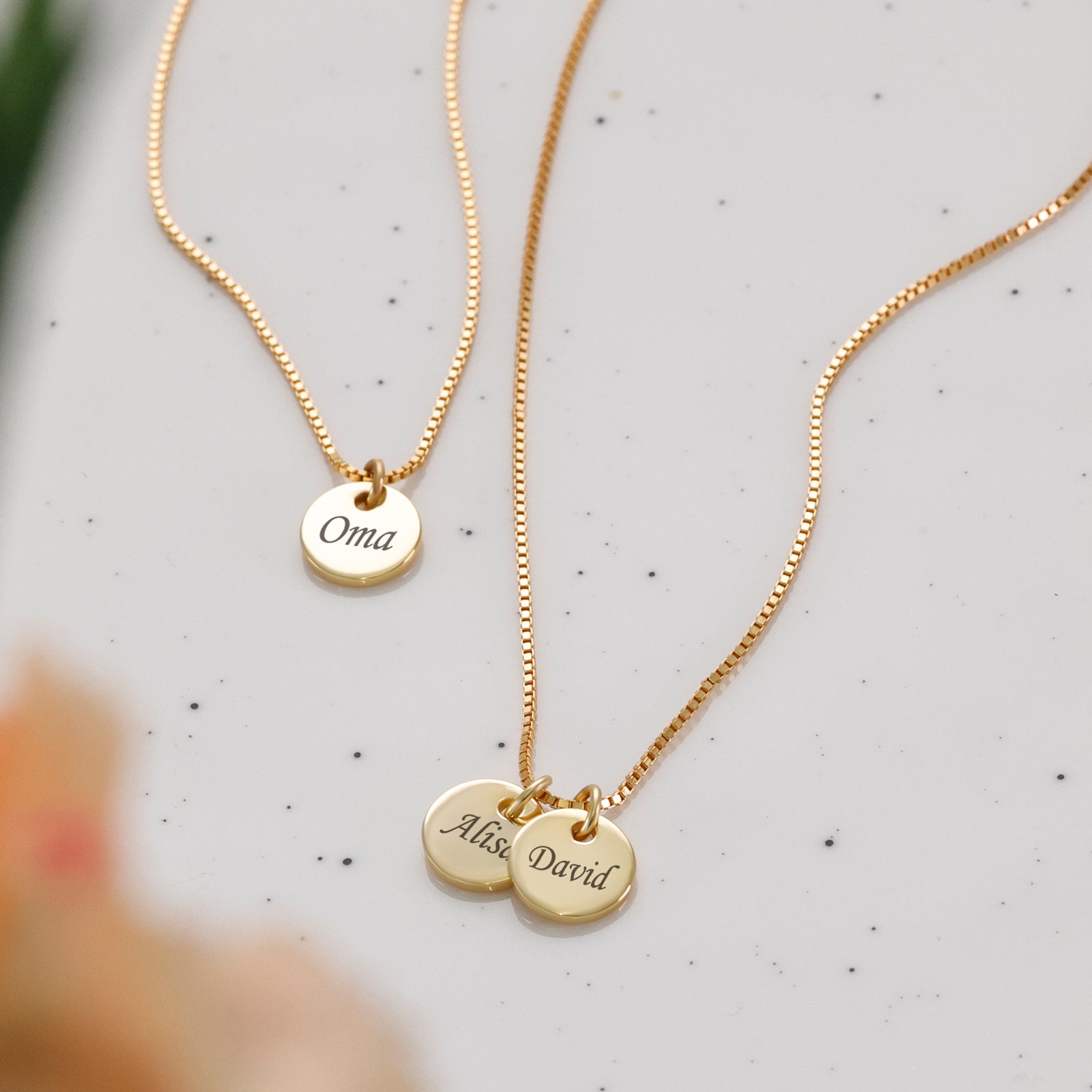 Mini-Plättchen Box Kette - 925er Sterling Silber - Geschenk für Oma mit Karte