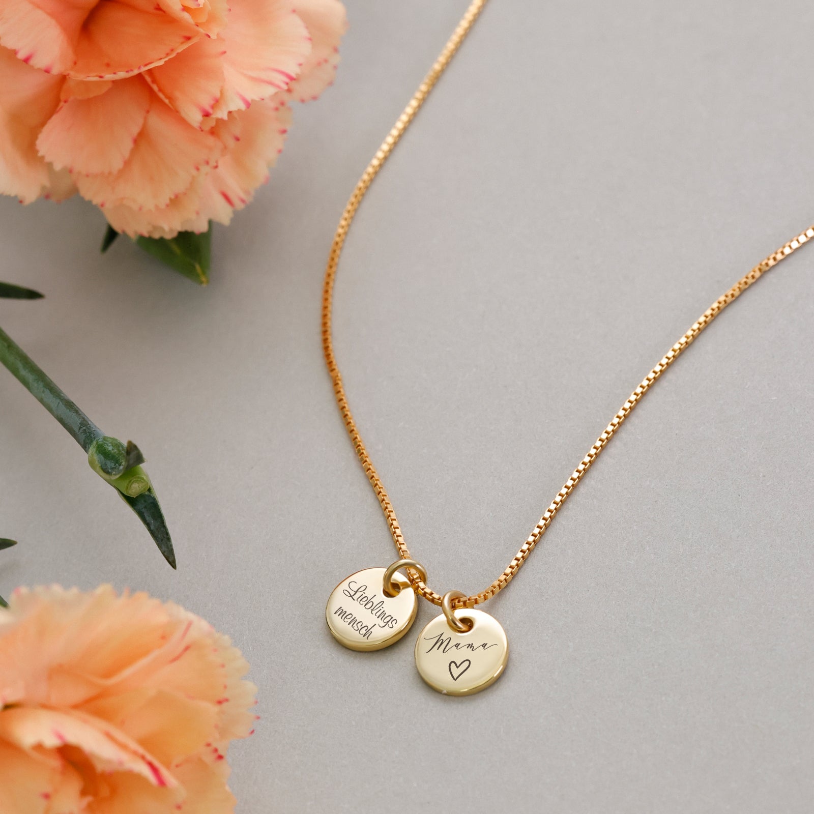 Mini-Plättchen Box Kette - 925er Sterling Silber - Geschenk für Mama mit Karte