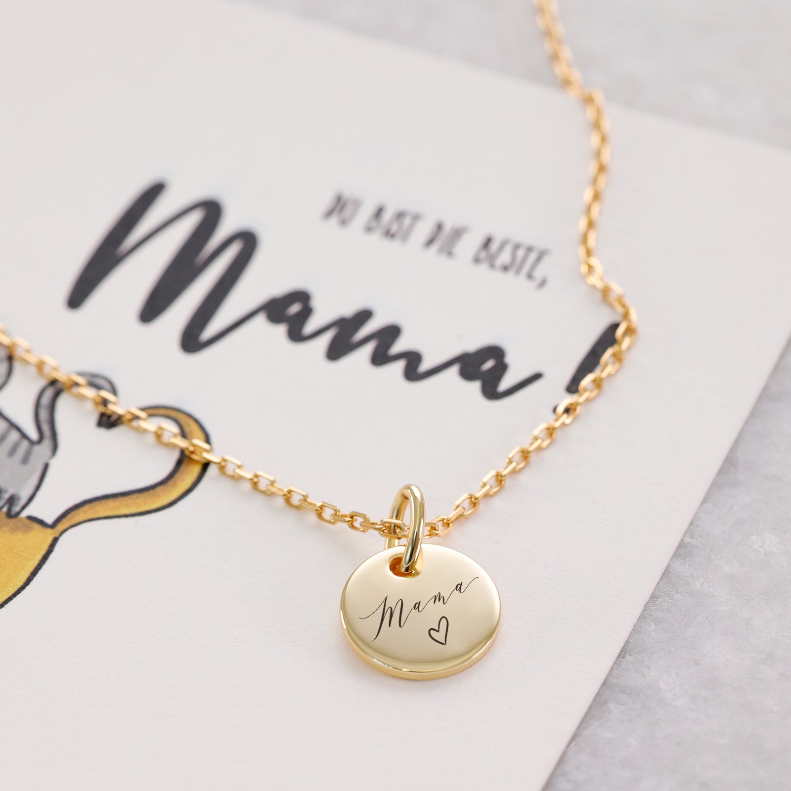 mini disc necklace - 925 Sterling Silver - gift for mom with card