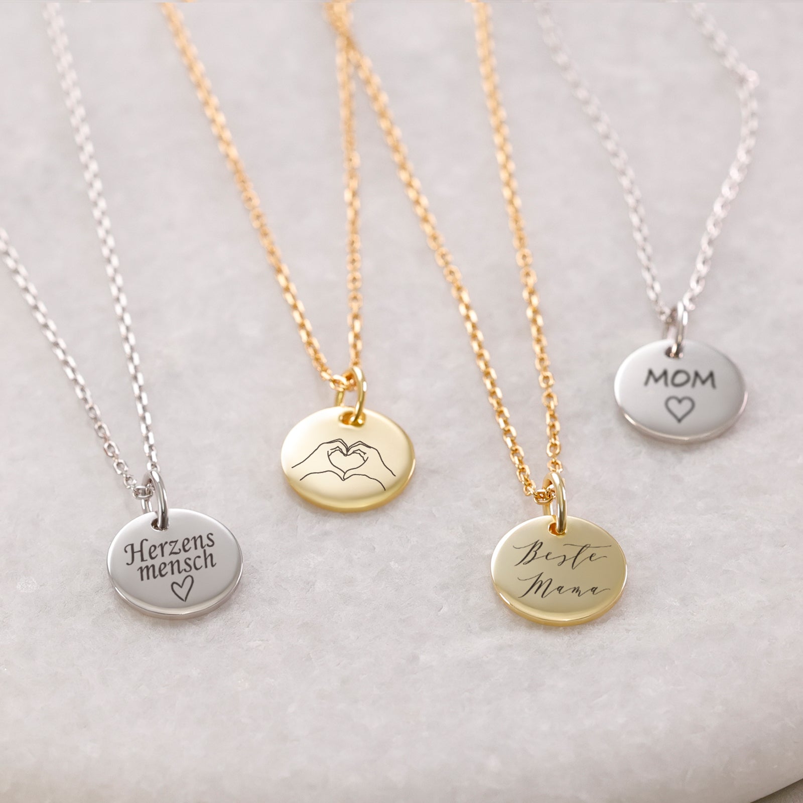 Plate necklace - 925 Sterling Silver - Gift for mom with card