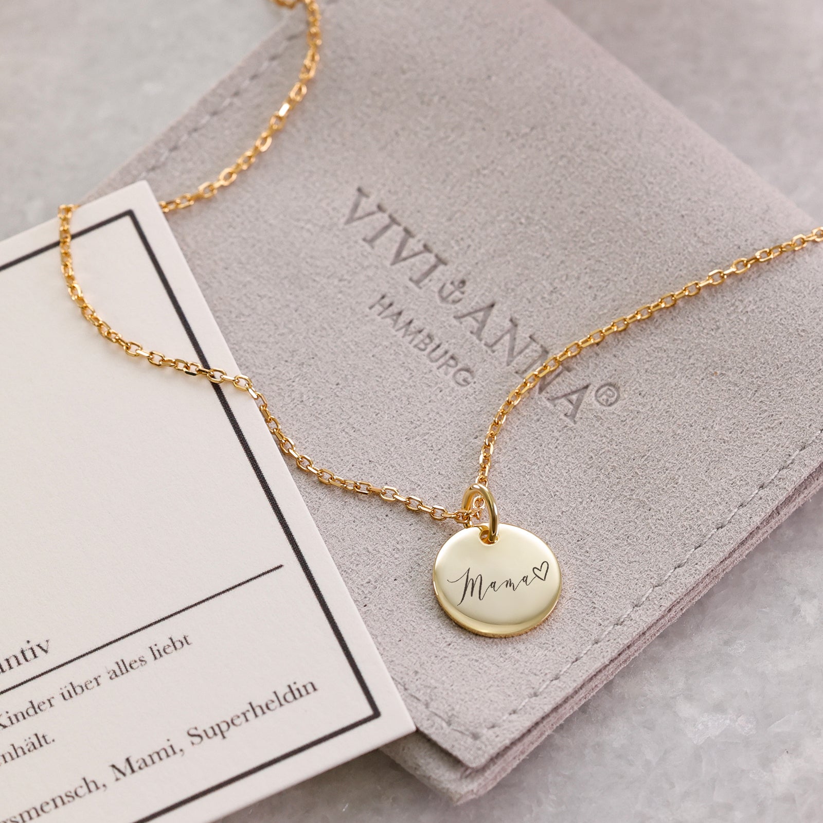 Plate necklace - 925 Sterling Silver - Gift for mom with card