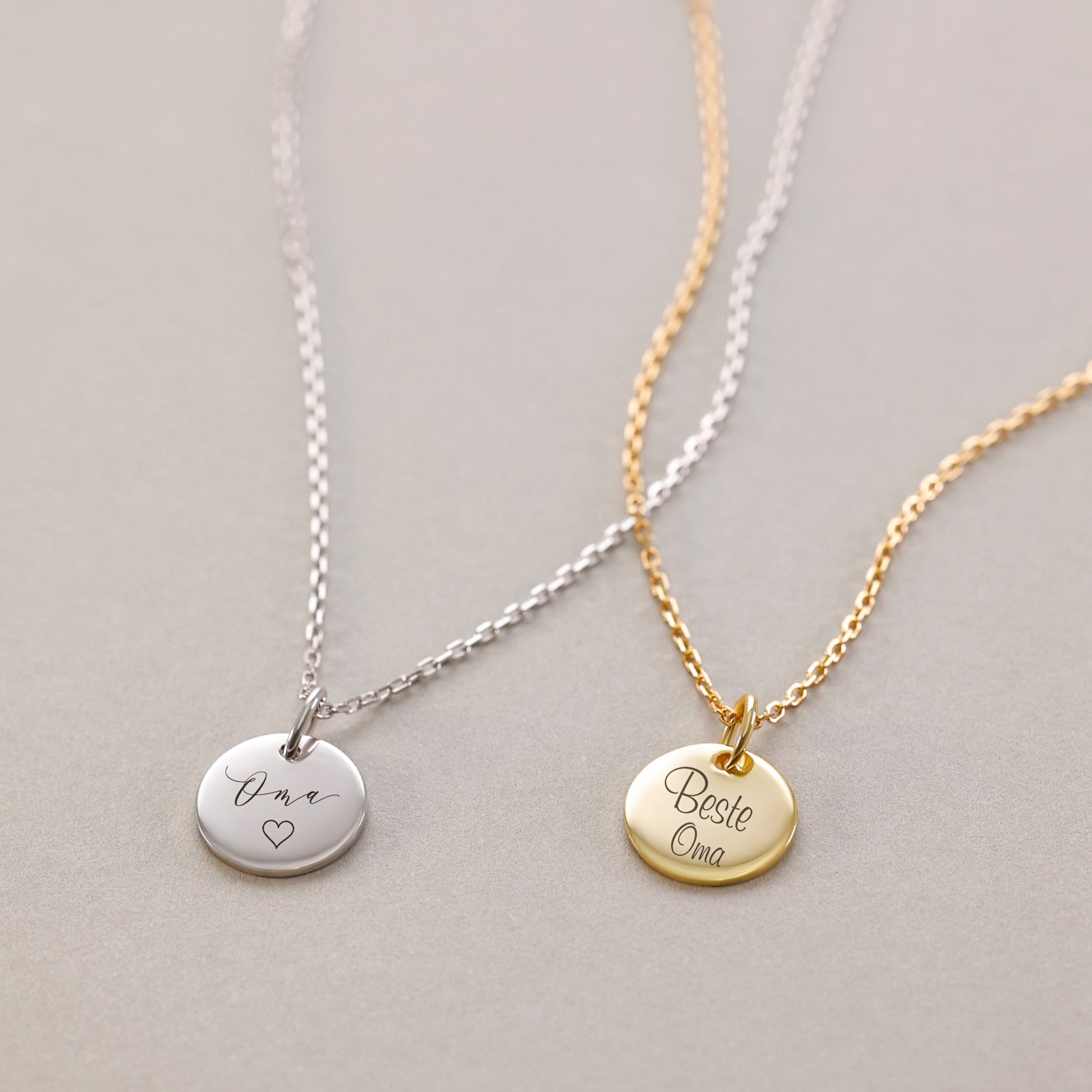 Plate chain - 925 Sterling Silver - Gift for Grandma with card