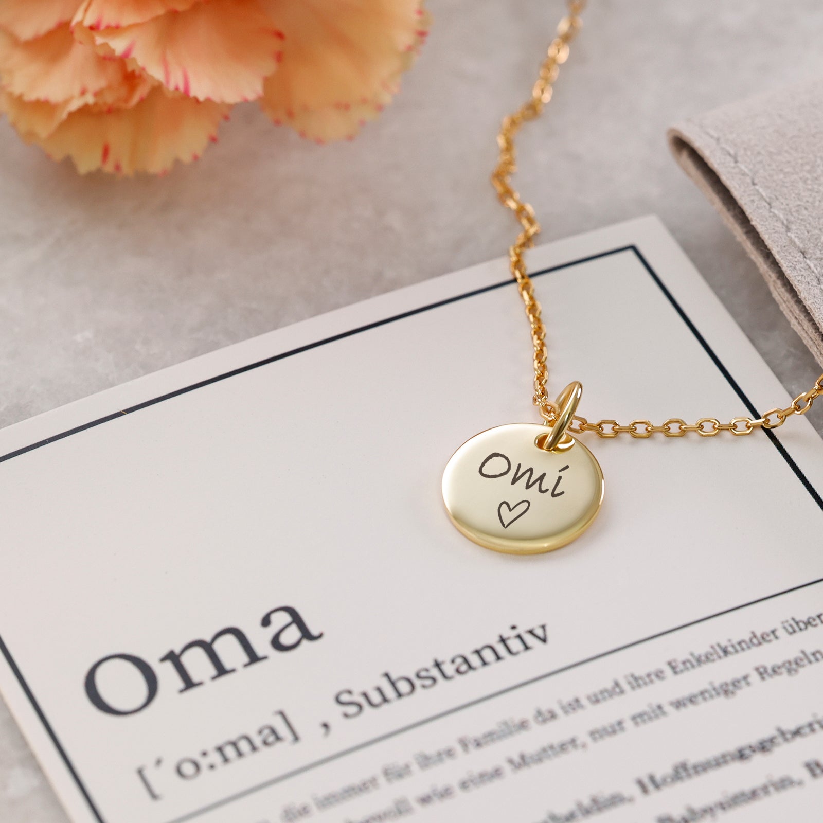 Plate chain - 925 Sterling Silver - Gift for Grandma with card