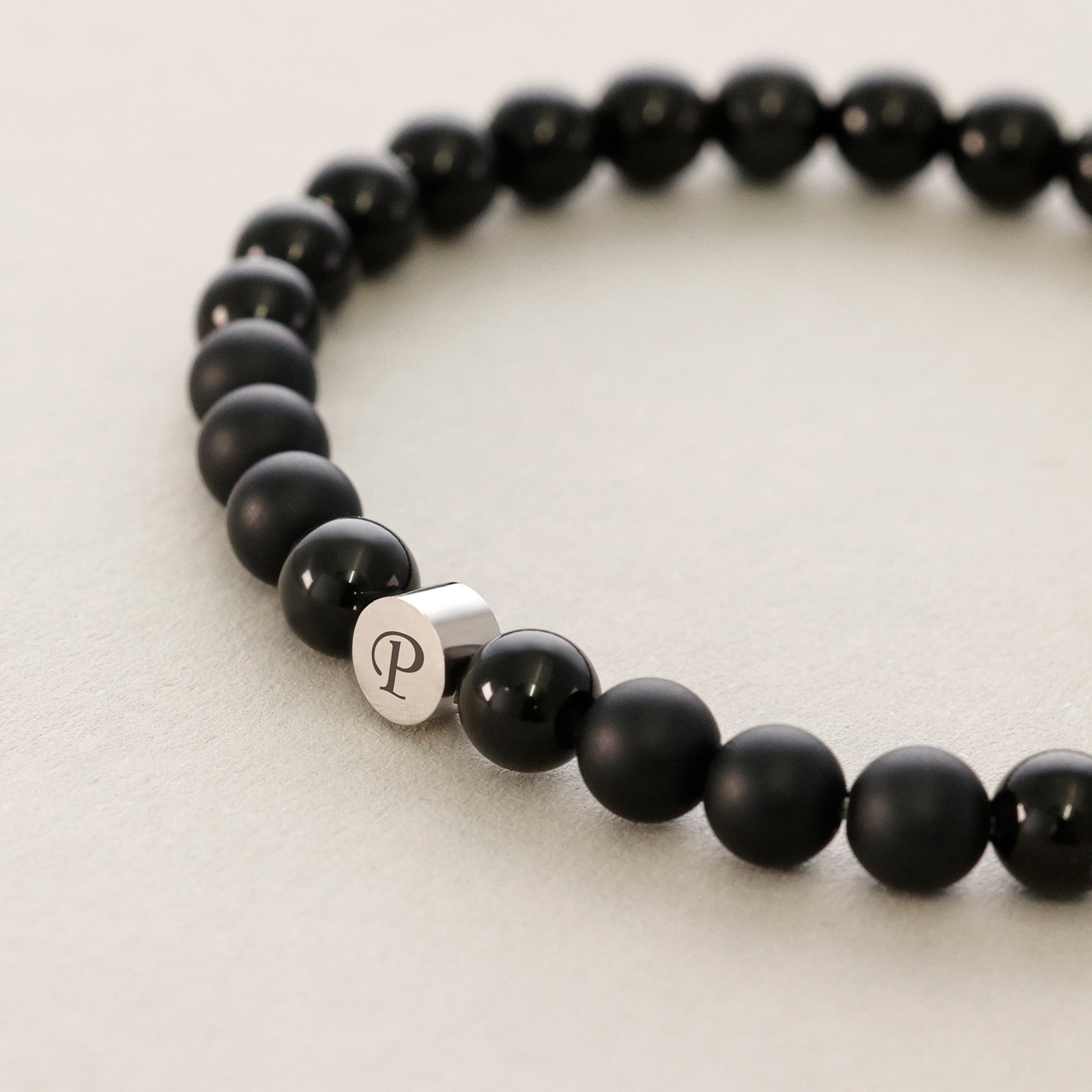 Armband mit Obsidian- und schwarzen mattierten Onyx-Perlen Herren Armband VIVIANNASCHMUCK