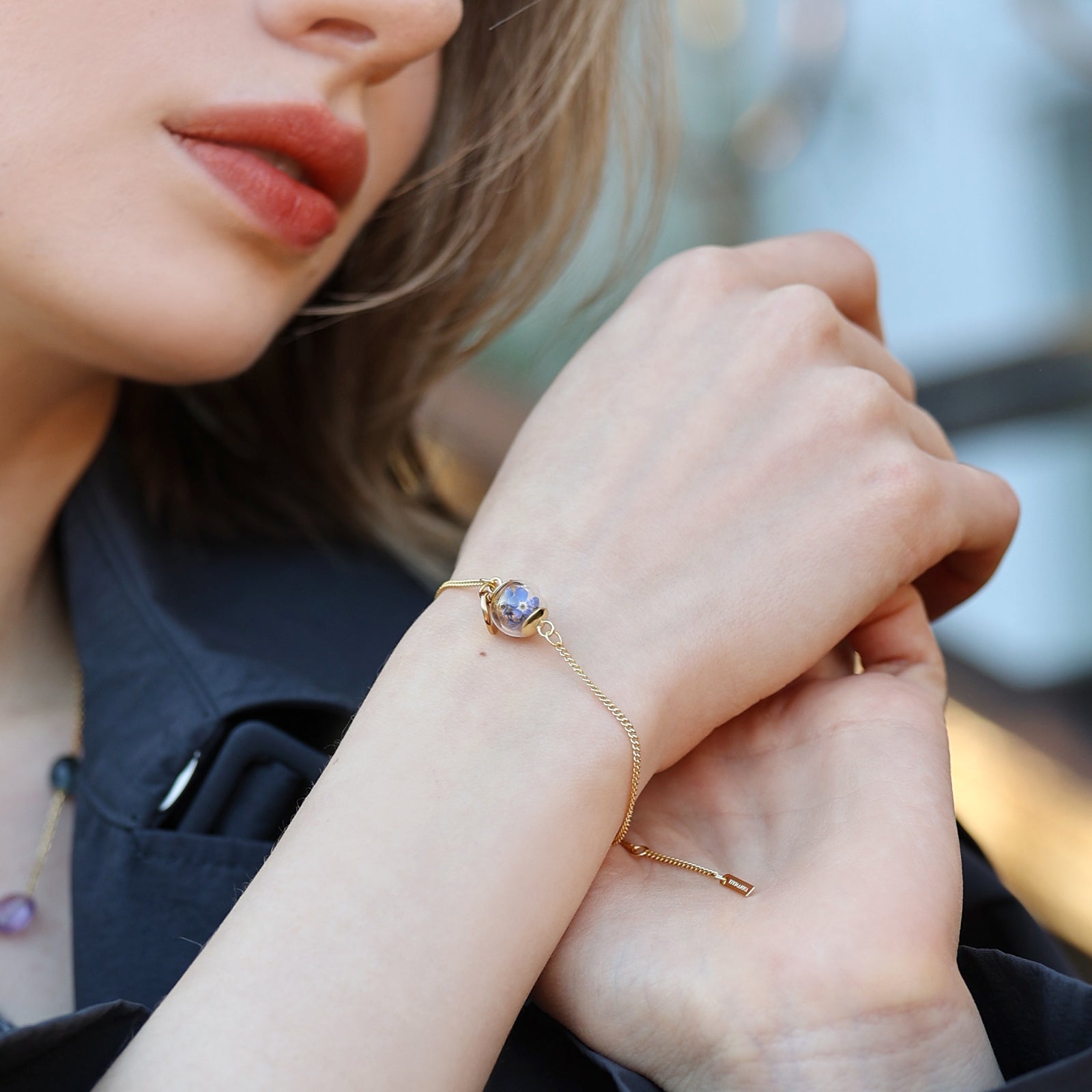 Vergissmeinnicht Armband mit Gravur - 925er Sterling Silber