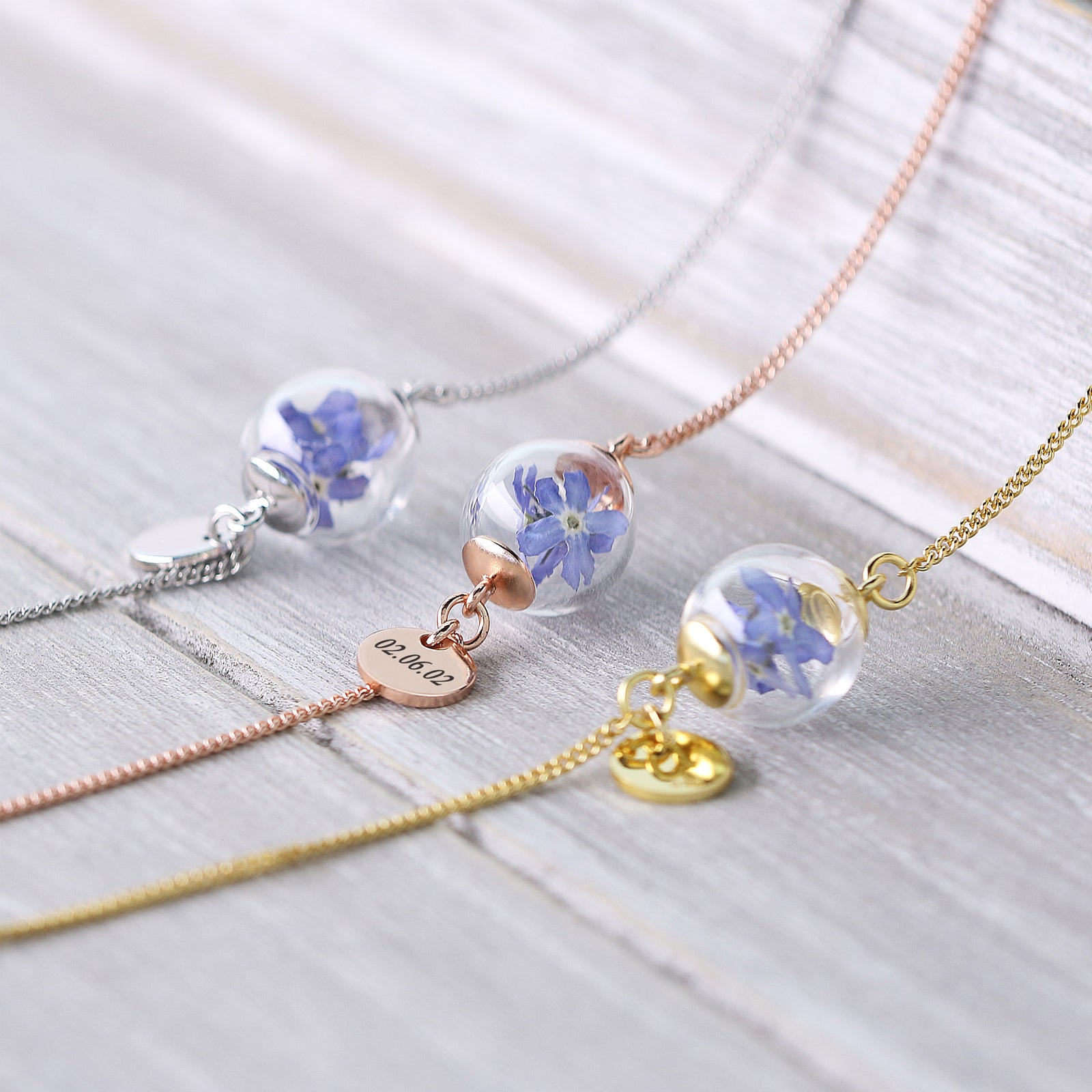 Vergissmeinnicht Armband mit Gravur - 925er Sterling Silber Damen Armband VIVIANNASCHMUCK