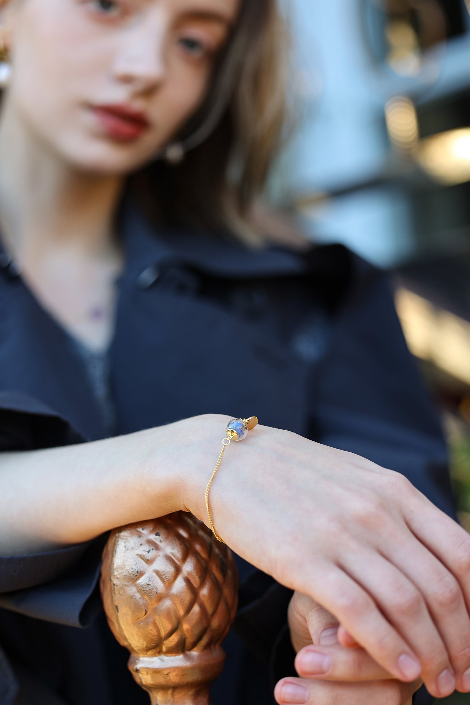 925 silver bracelet with real forget-me-nots - real flowers - personalized engraving - wedding bracelet - gift for girlfriend - A050S