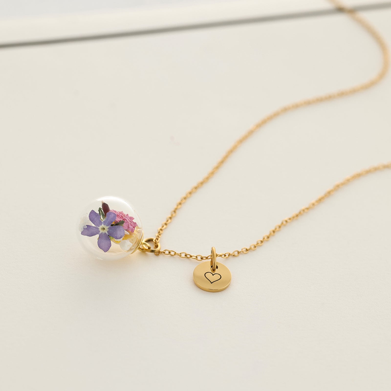 Personalized necklace with real flowers - 925 silver gold silver rose gold - gift for her - wedding jewelry - jewelry with engraving k301