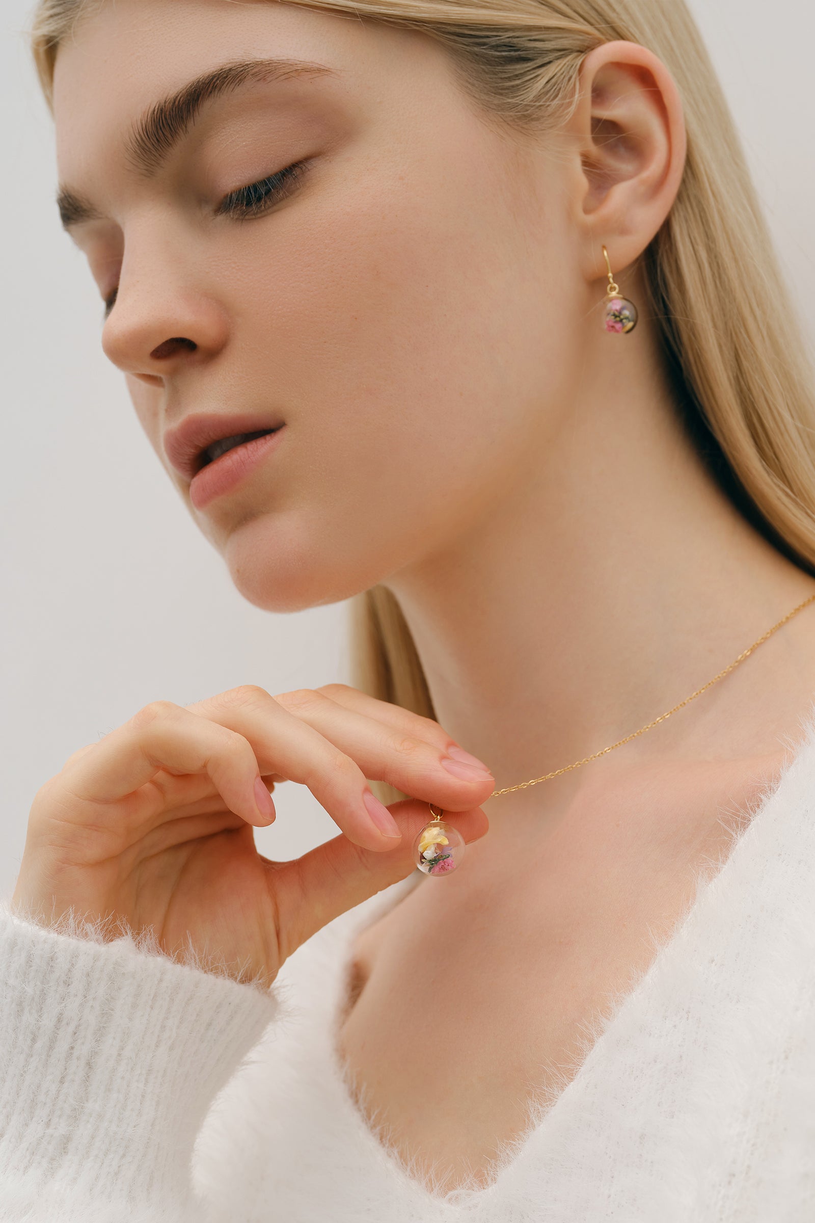 Personalized necklace with real flowers - 925 silver gold silver rose gold - gift for her - wedding jewelry - jewelry with engraving k301