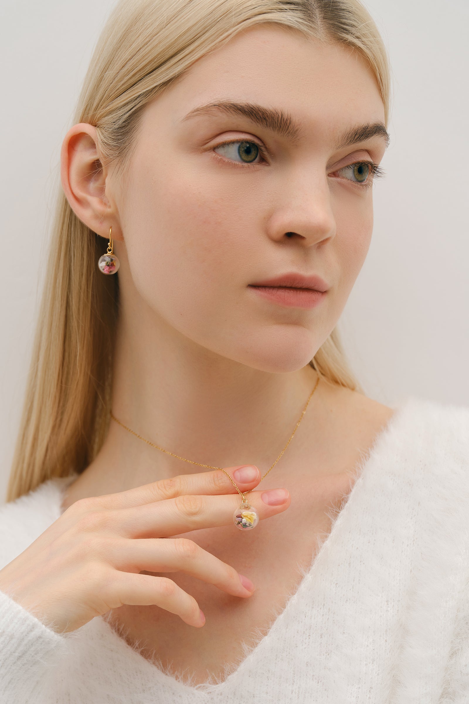 Personalized necklace with real flowers - 925 silver gold silver rose gold - gift for her - wedding jewelry - jewelry with engraving k301