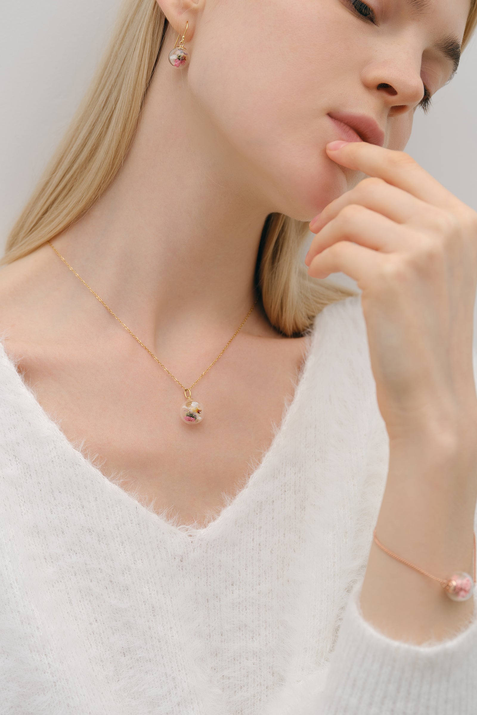 Personalized necklace with real flowers - 925 silver gold silver rose gold - gift for her - wedding jewelry - jewelry with engraving k301