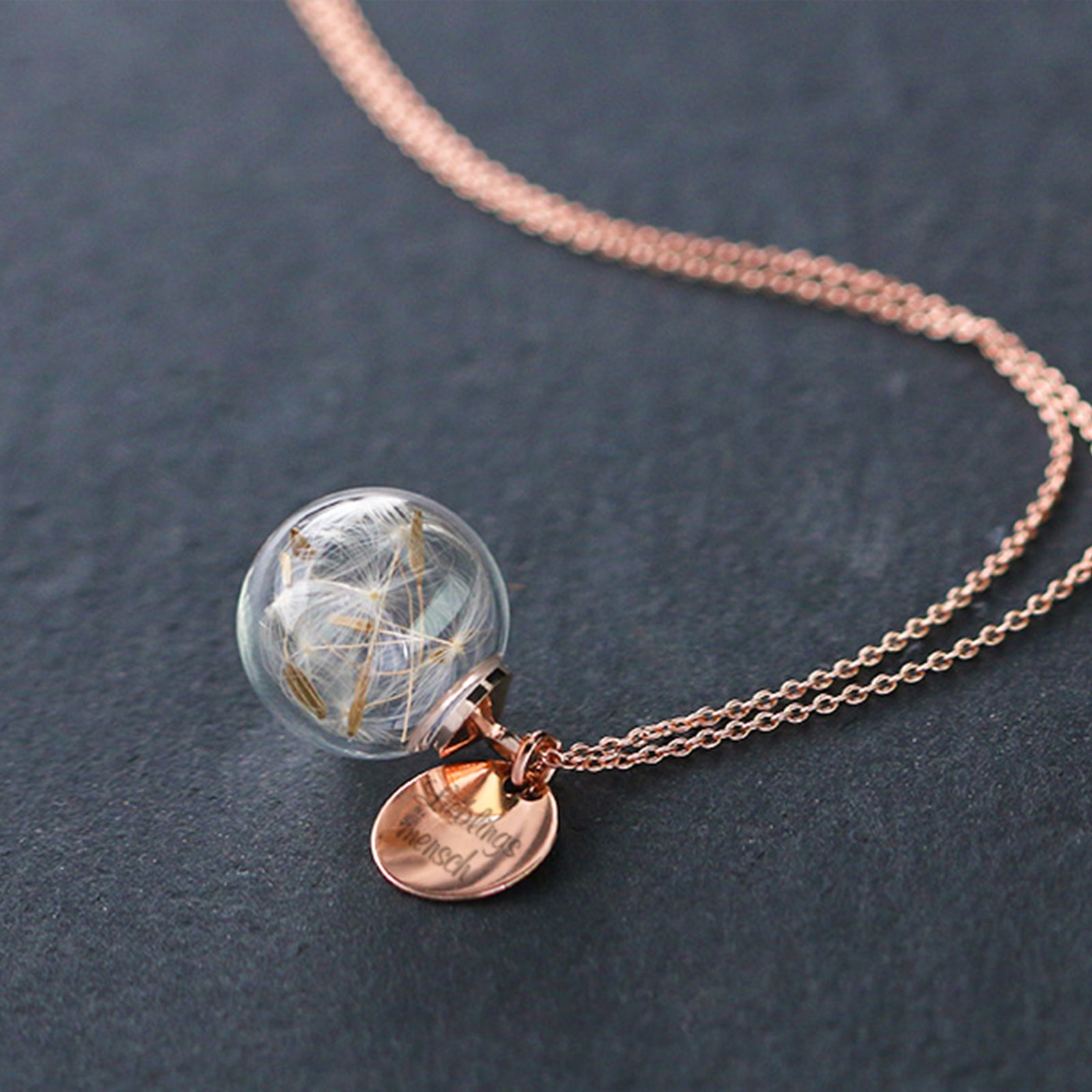 Pusteblumen Kette mit Wuschgravur - 925er Sterling Silber